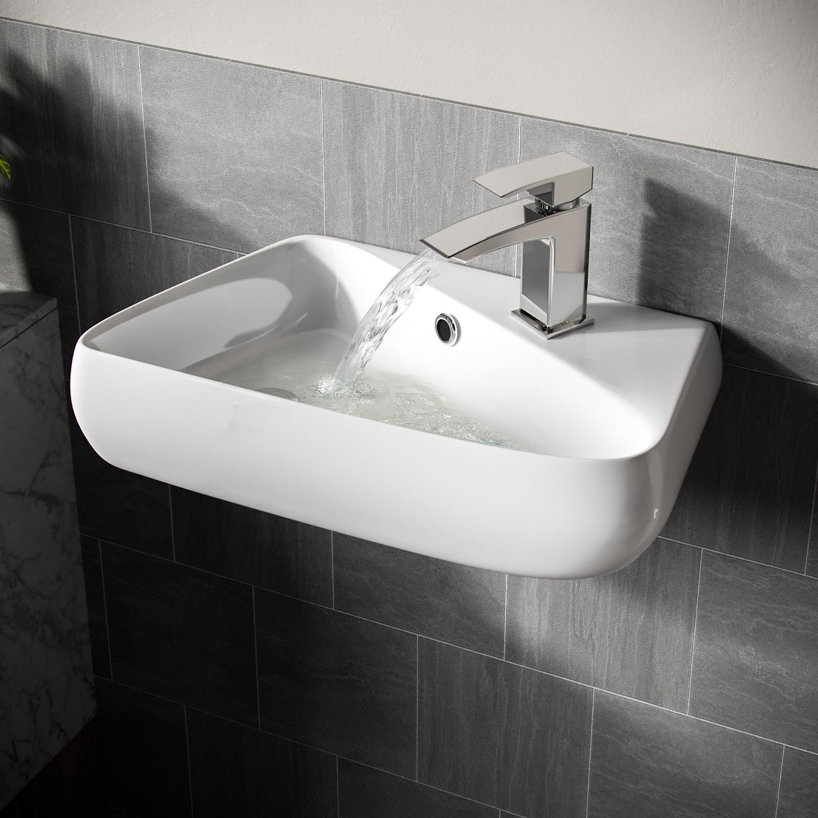 Tulla 455 x 275mm Rectangle Cloakroom Wall Hung Basin Sink