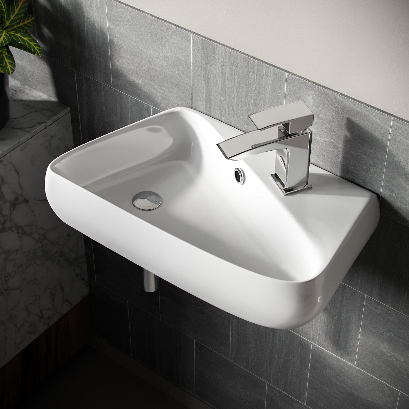 Tulla 455 x 275mm Rectangle Cloakroom Wall Hung Basin Sink