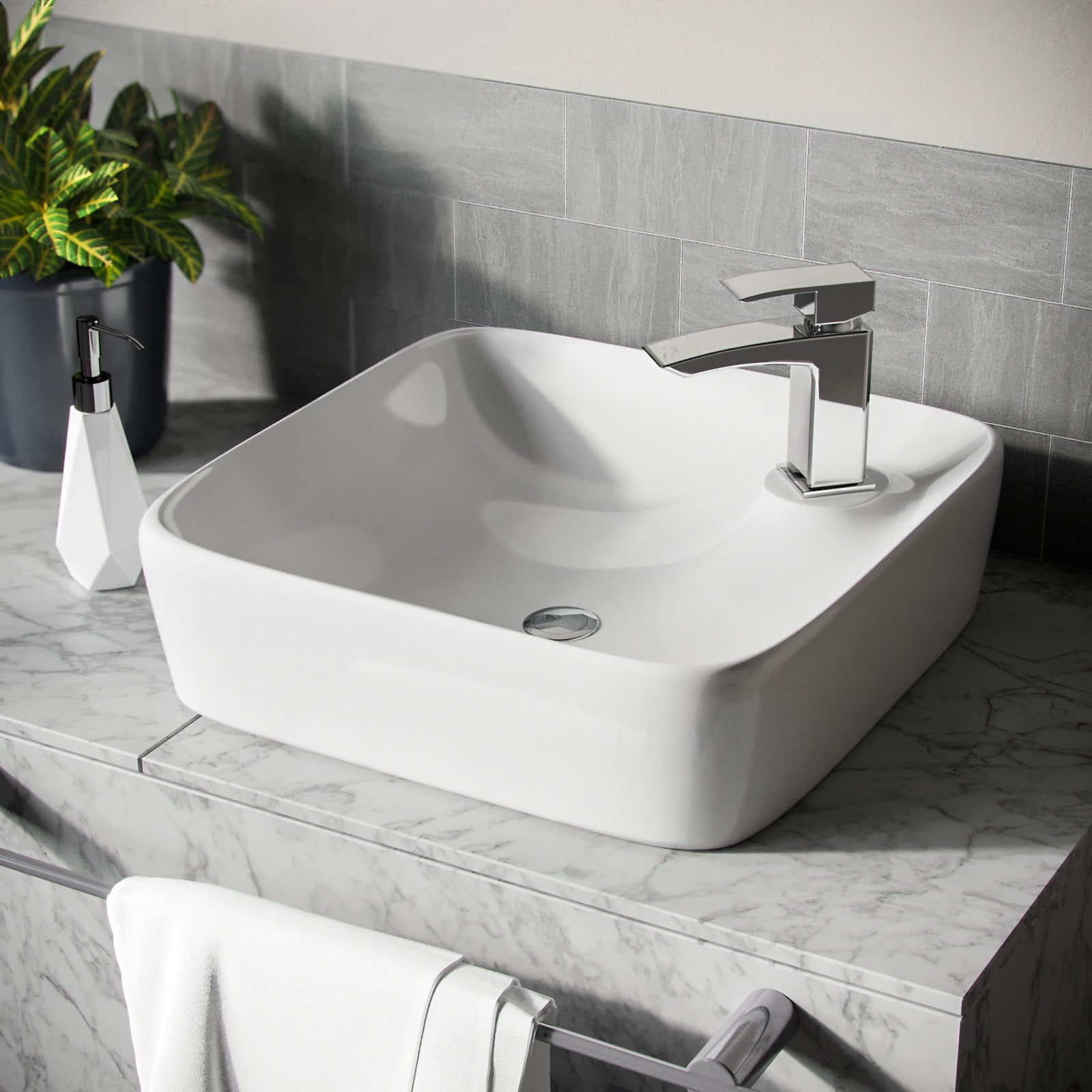 Leven 430 X 430mm Cloakroom Square Counter Top Rounded Basin Sink