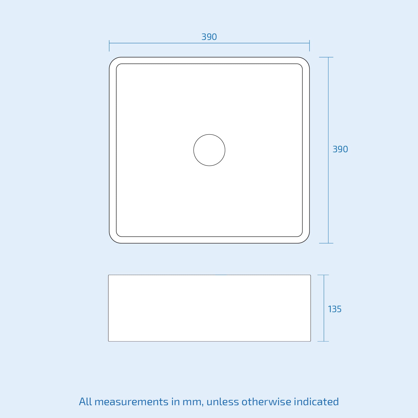 Oscott 390mm Countertop Basin Square Gloss White