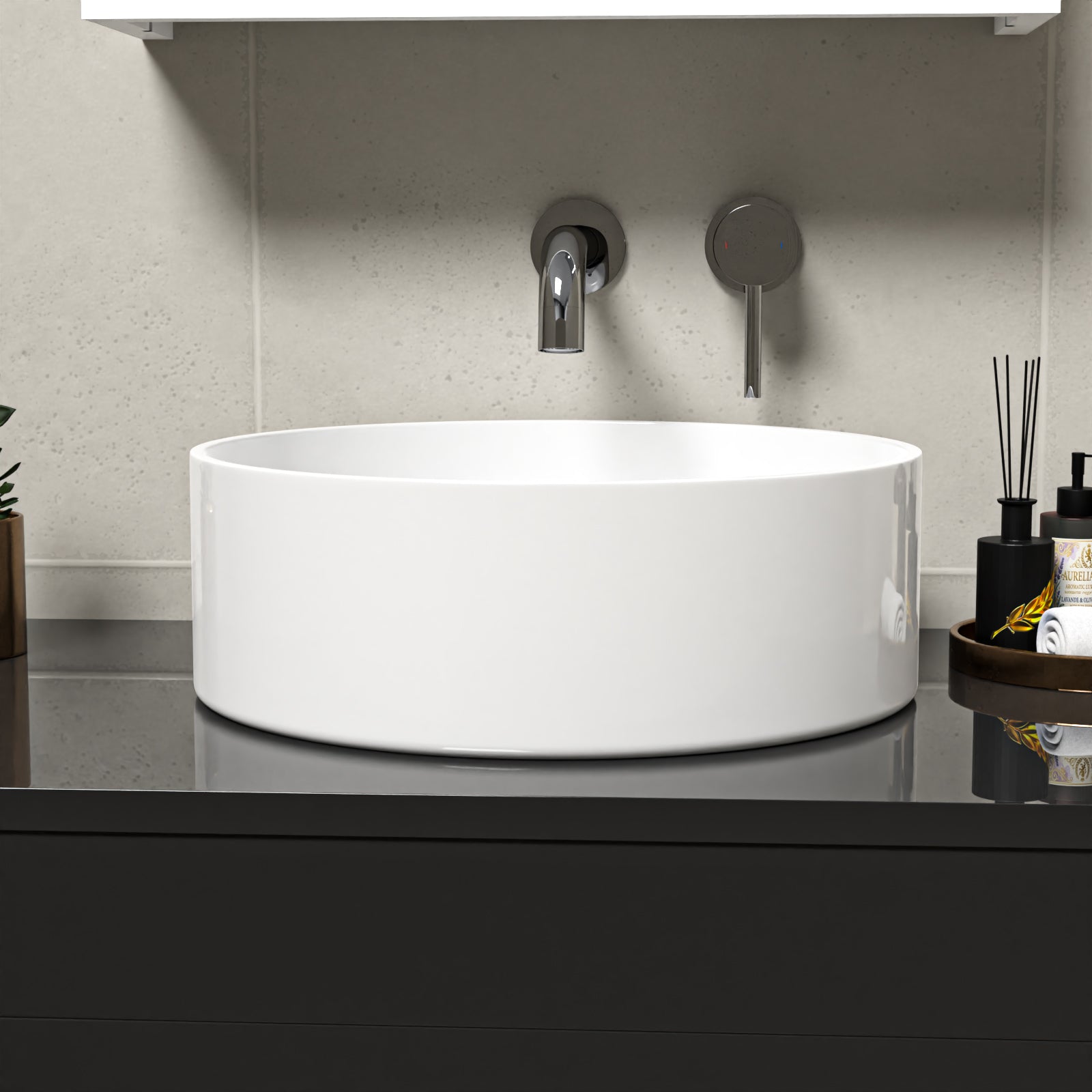 Coley 360mm Countertop Basin Round Gloss White