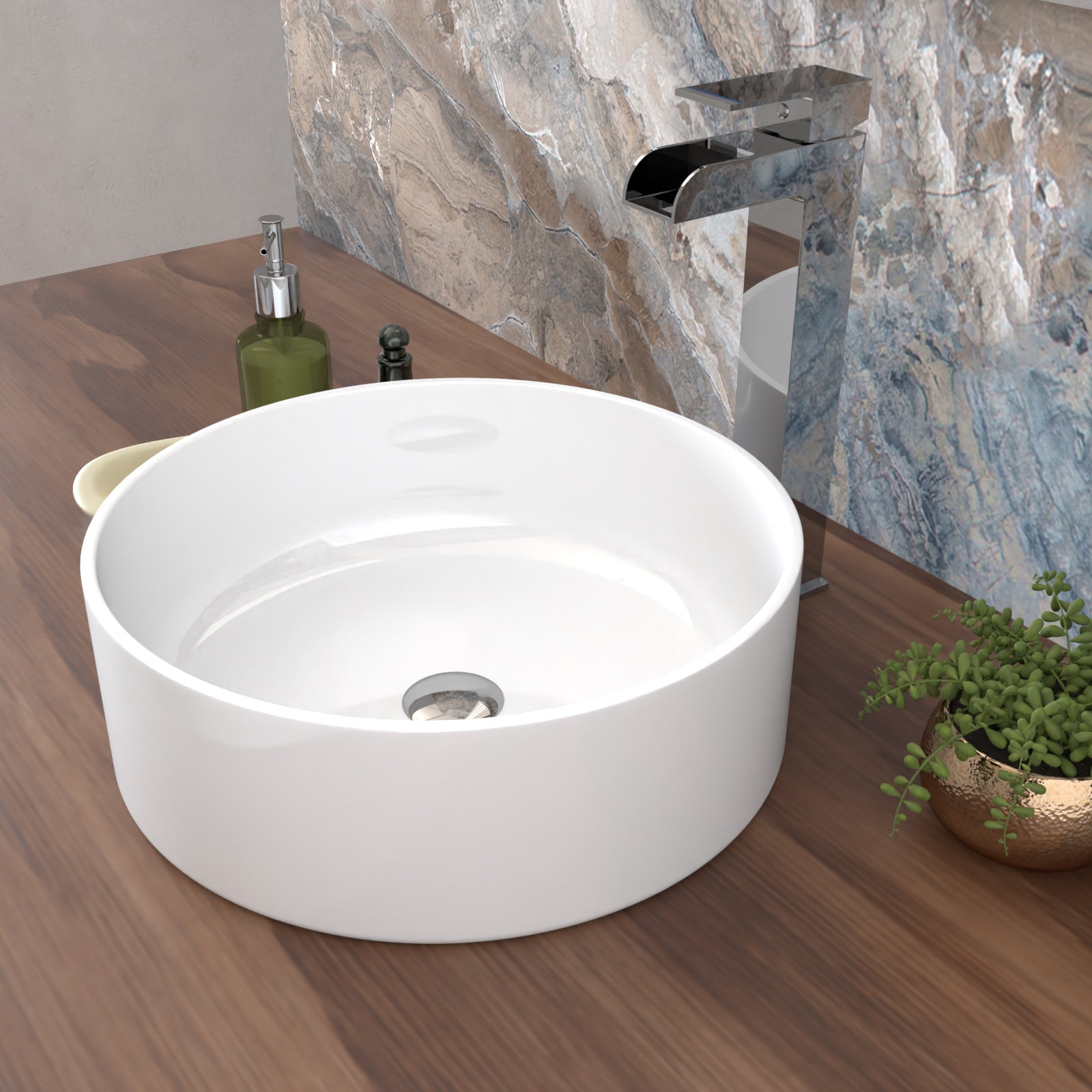 Coley 360mm Countertop Basin Round Gloss White