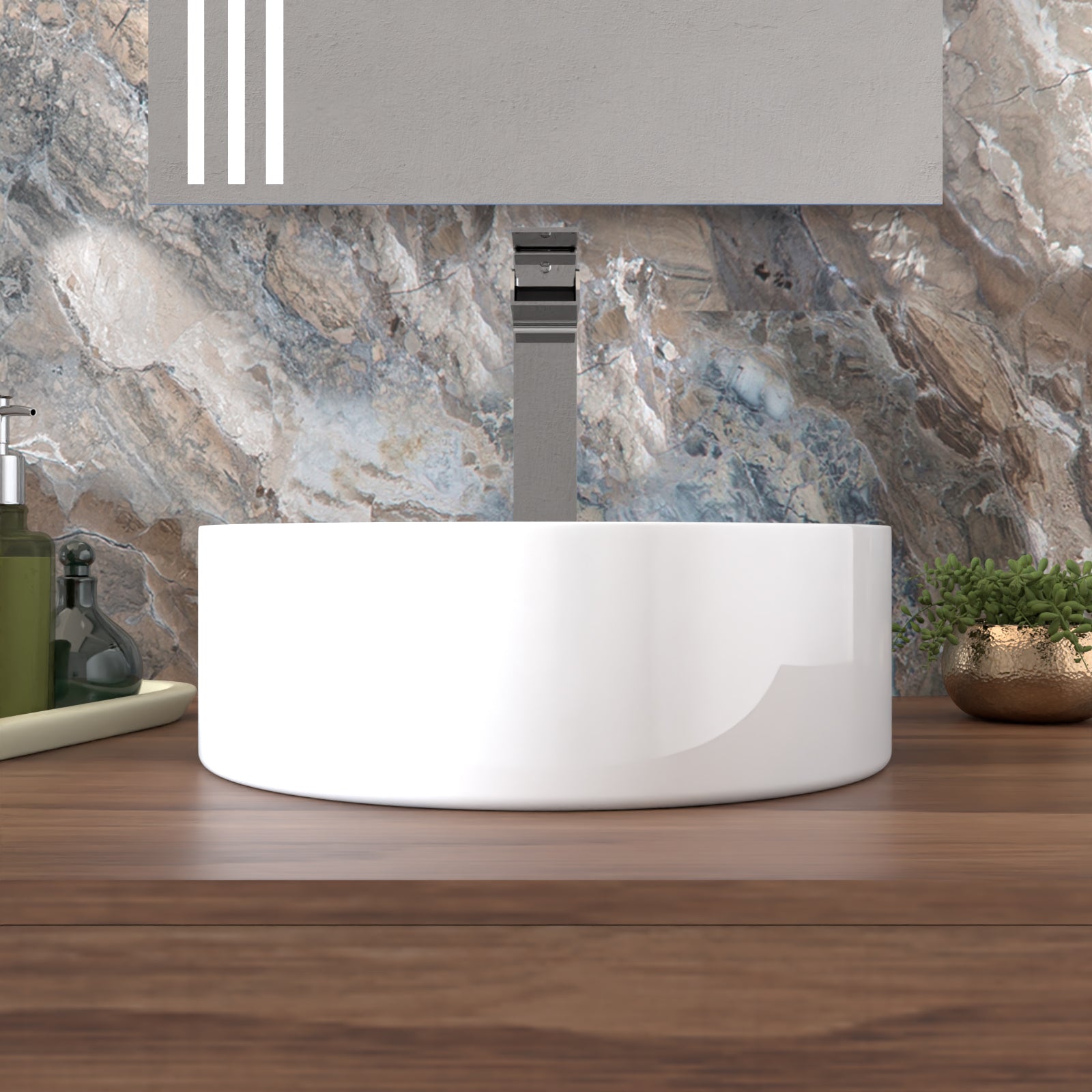 Coley 360mm Countertop Basin Round Gloss White