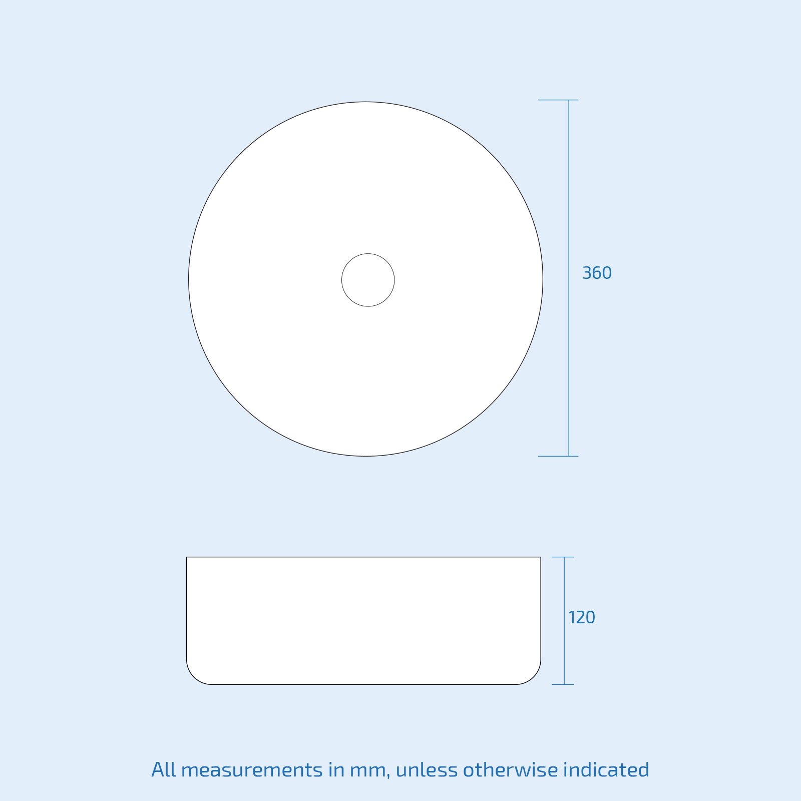 Coley 360mm Countertop Basin Round Gloss White