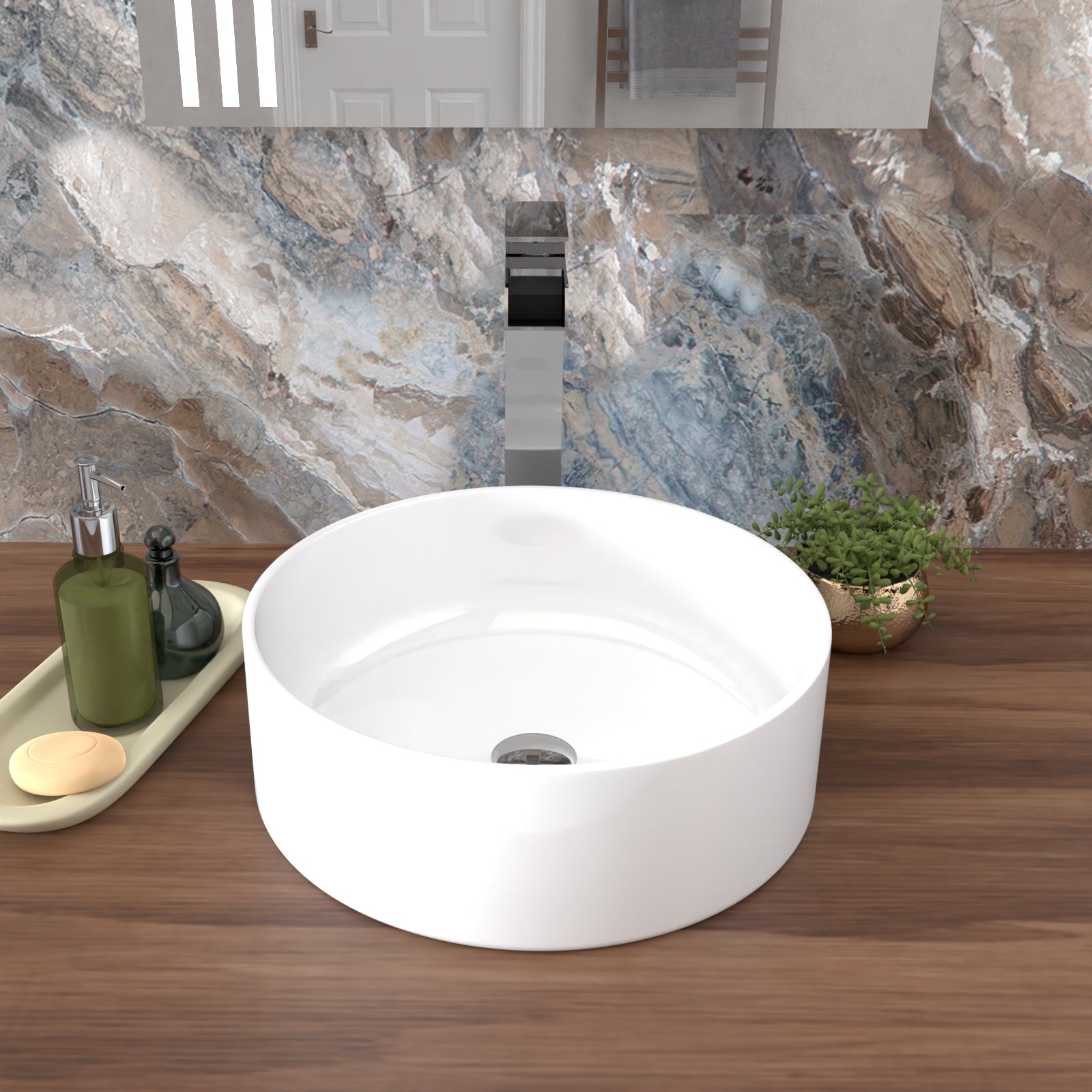 Coley 360mm Countertop Basin Round Gloss White