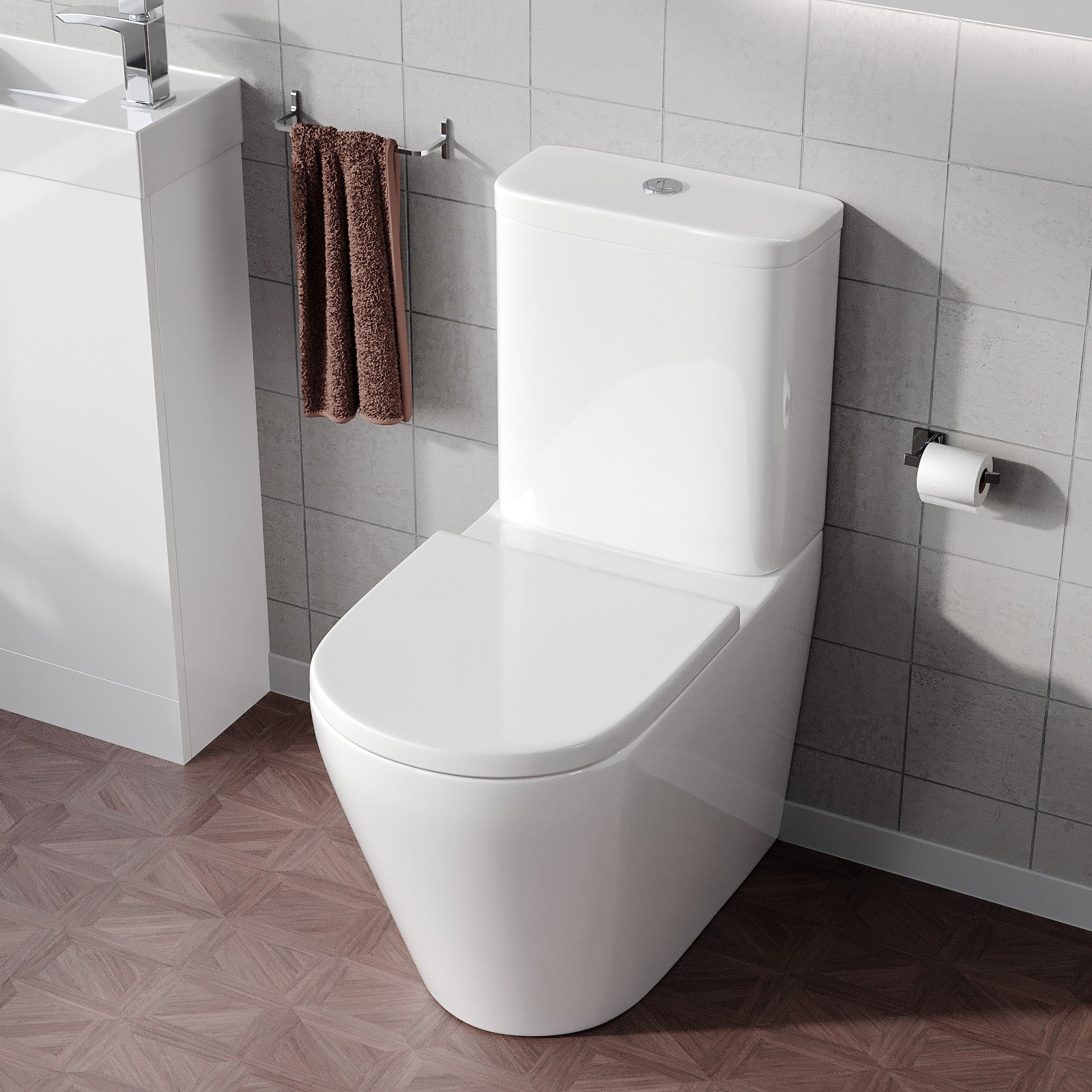 Cobley Round Comfort Height Close Coupled Cistern, Pan and Seat