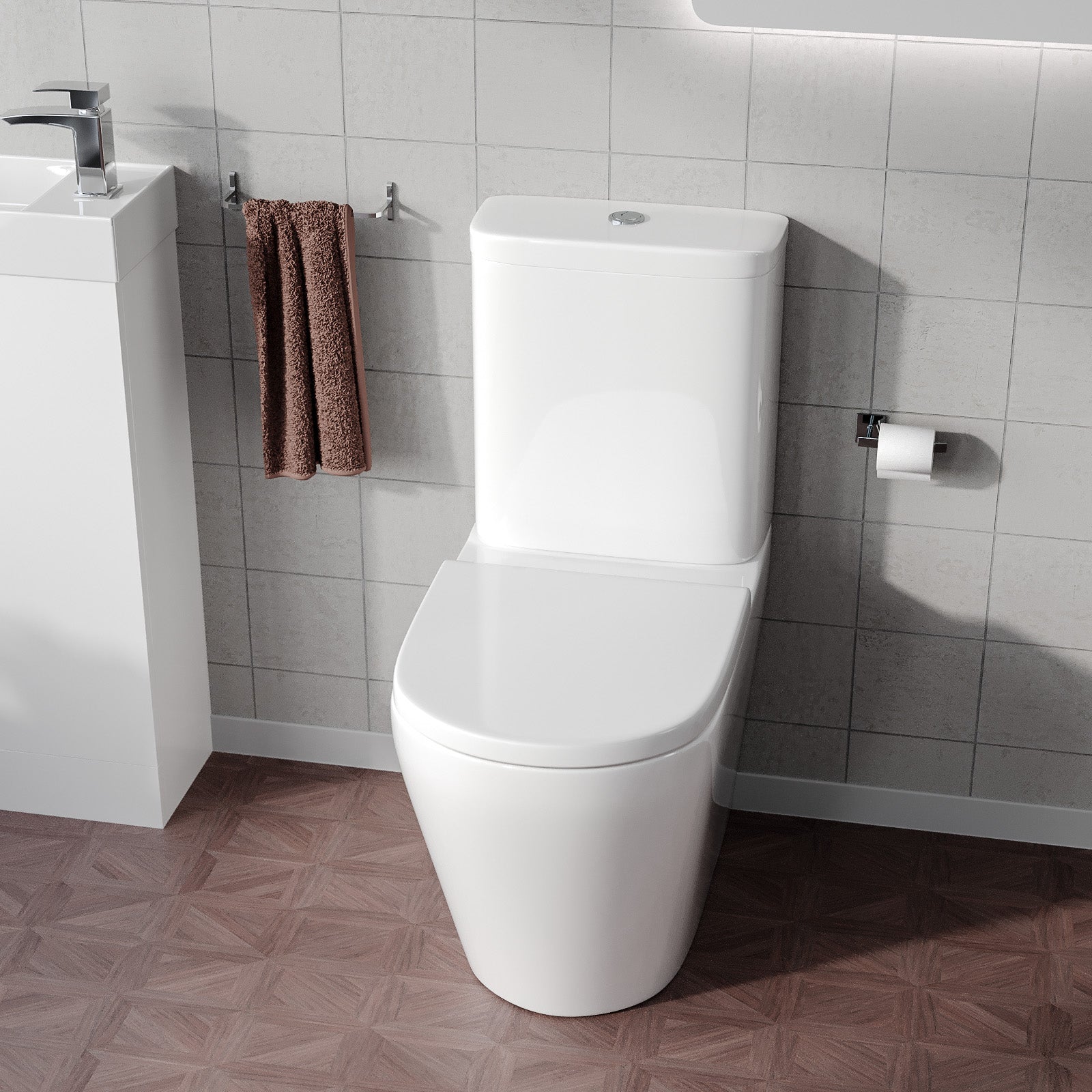 Cobley Round Comfort Height Close Coupled Cistern, Pan and Seat