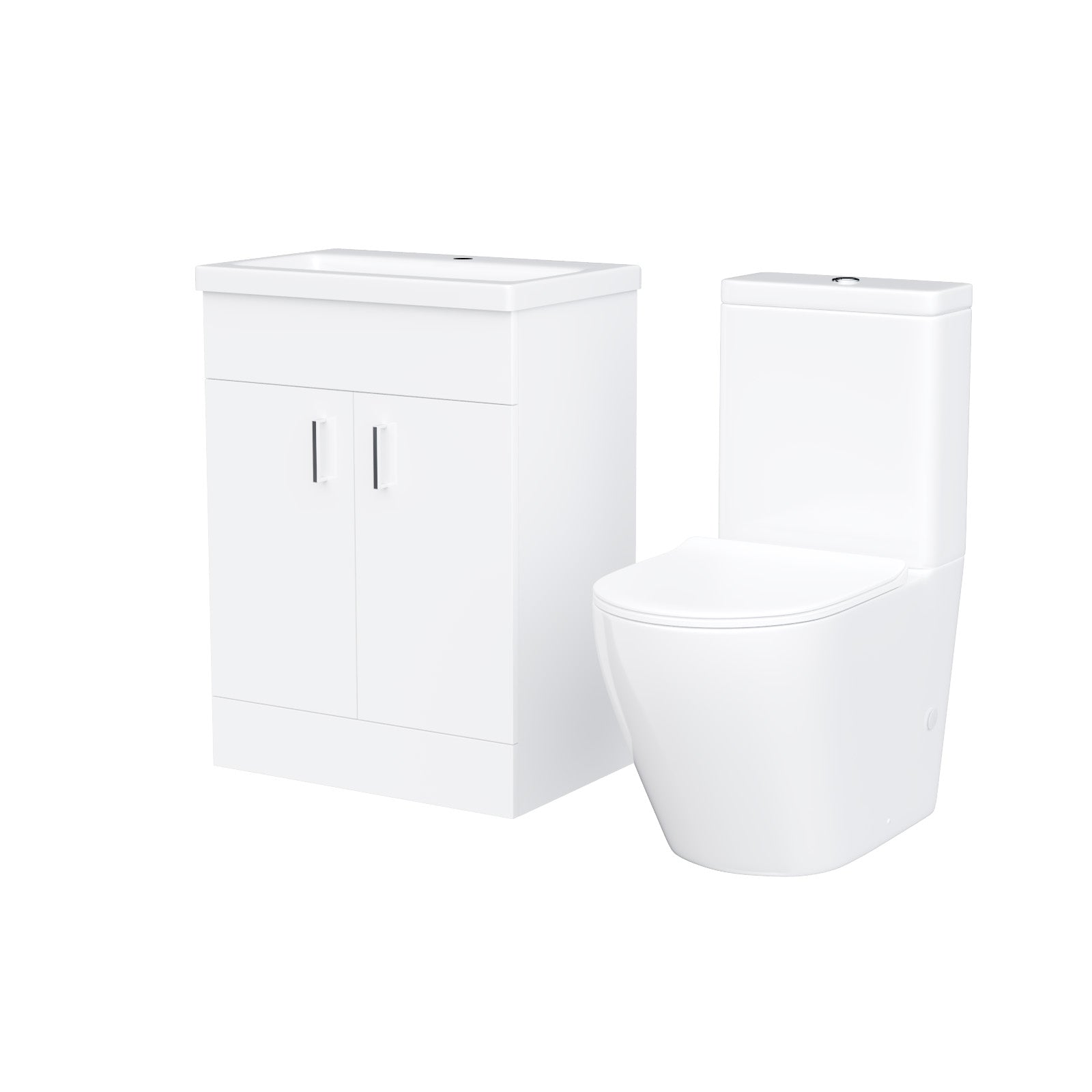 Nanuya Cloakroom Suite with Basin Vanity Unit and Rimless Close Coupled Toilet