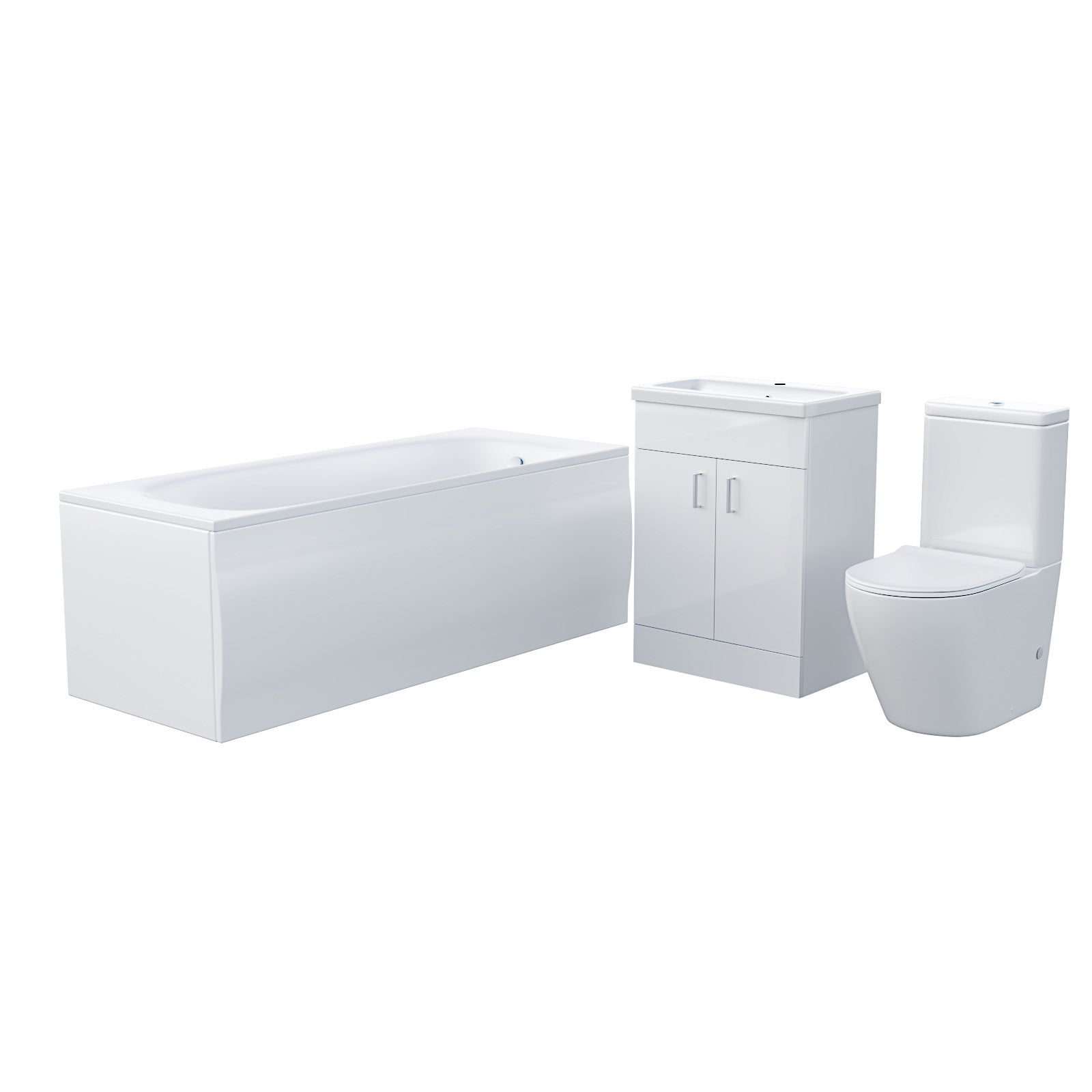 Nanuya Bath Suite with Basin Vanity Unit and Rimless Close Coupled Toilet