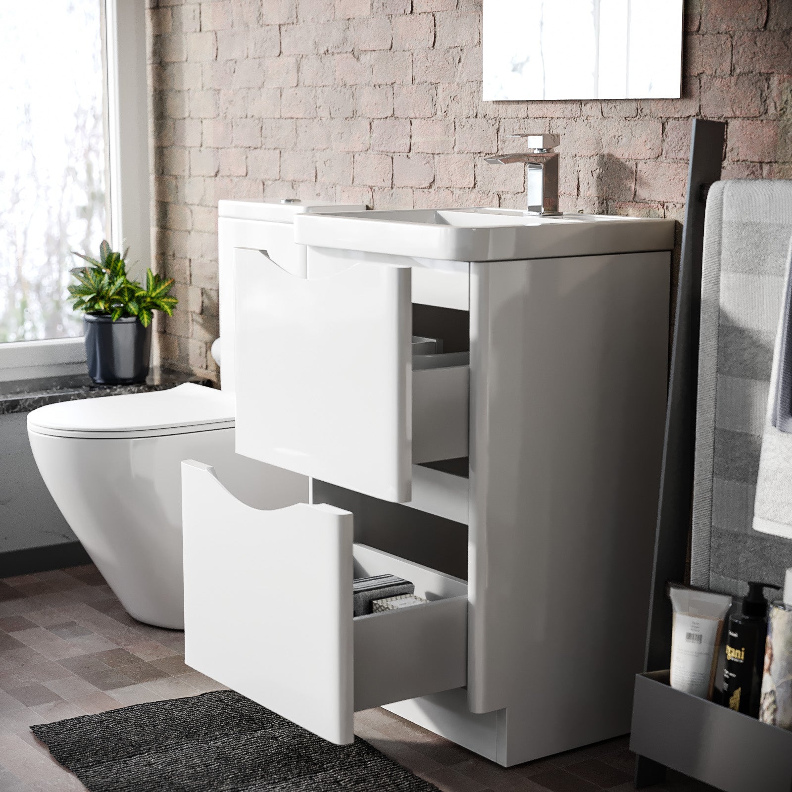 Merton 500 mm White Basin Vanity Unit and Rimless Close Coupled Toilet