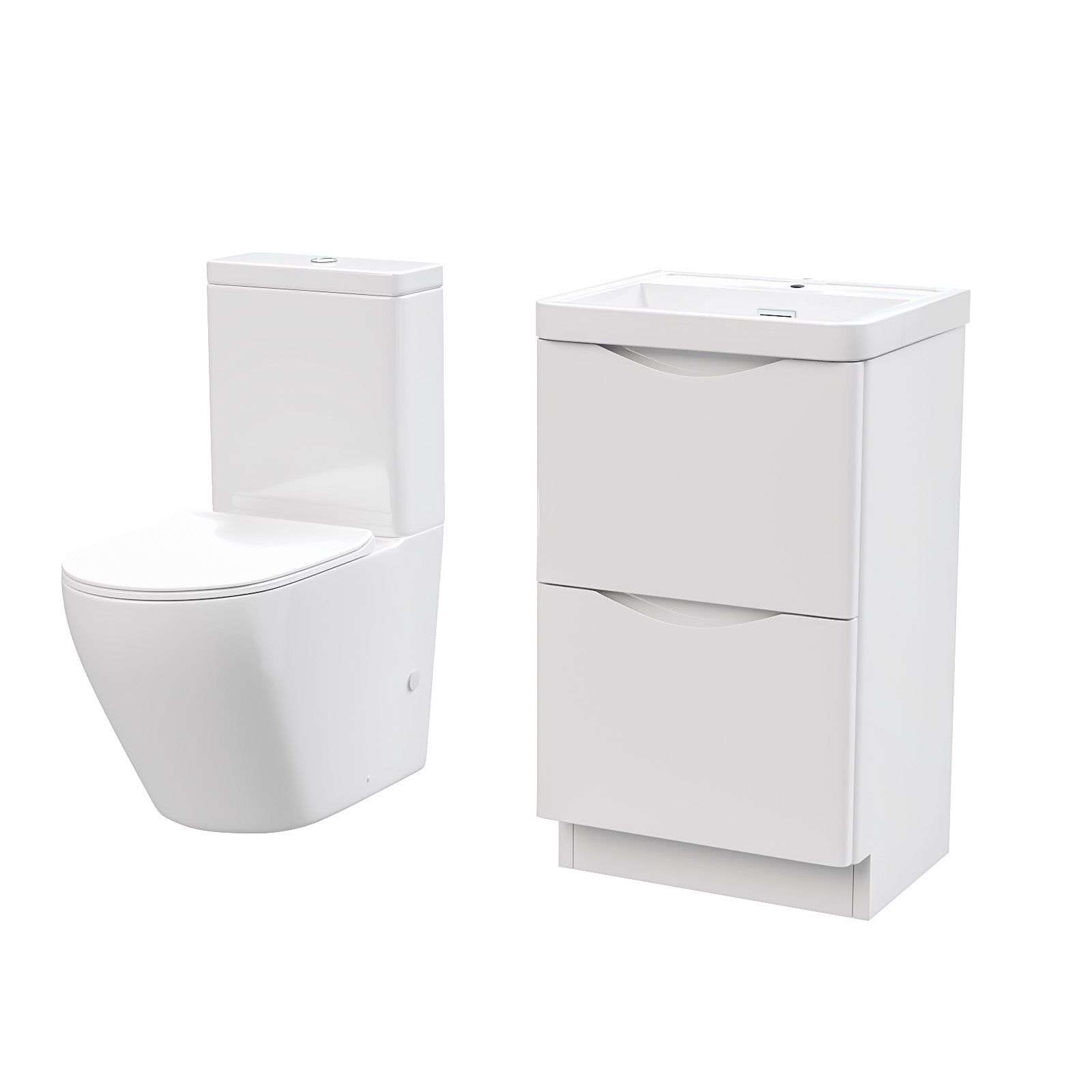 Merton 500 mm White Basin Vanity Unit and Rimless Close Coupled Toilet