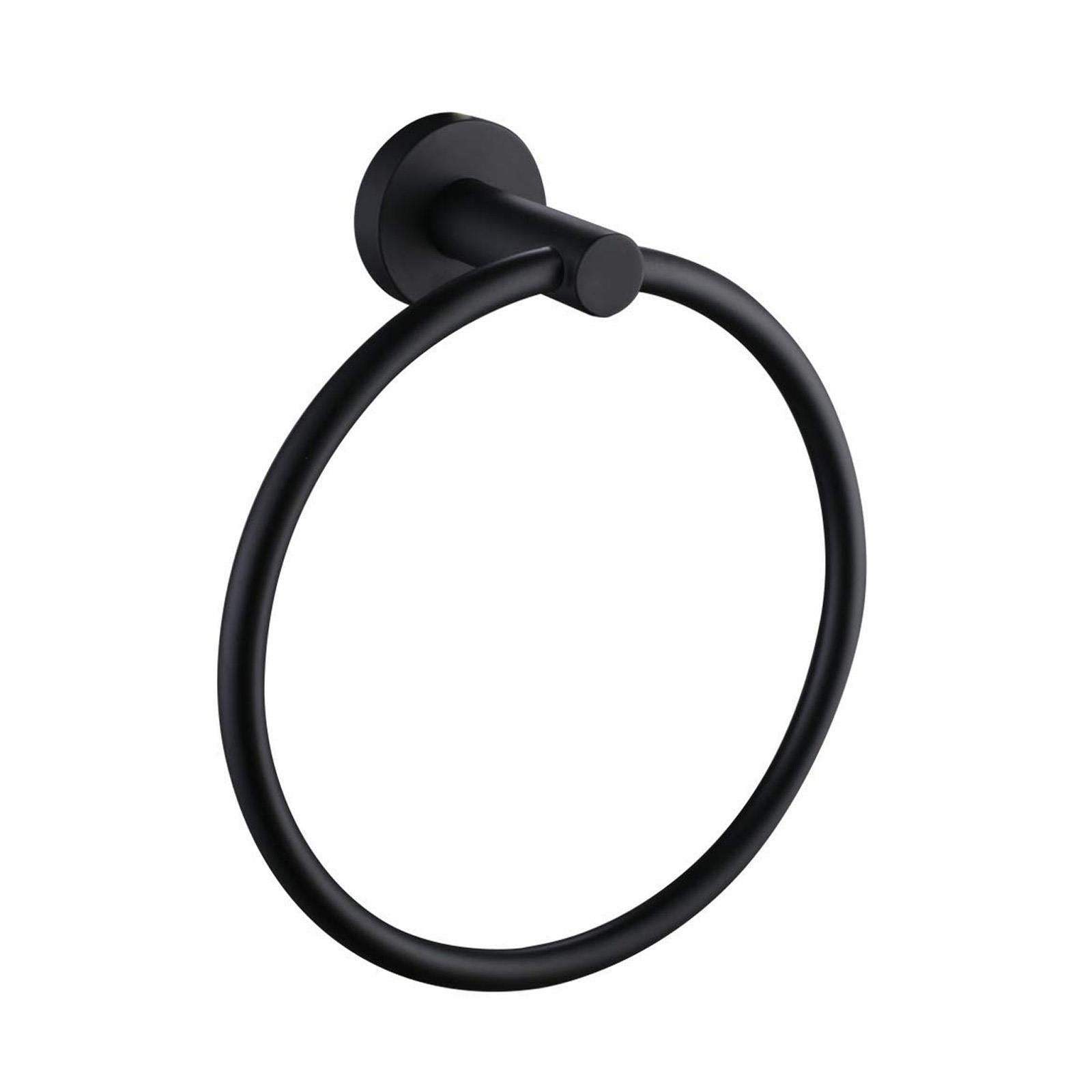 Modern Round Black Matte Towel Ring