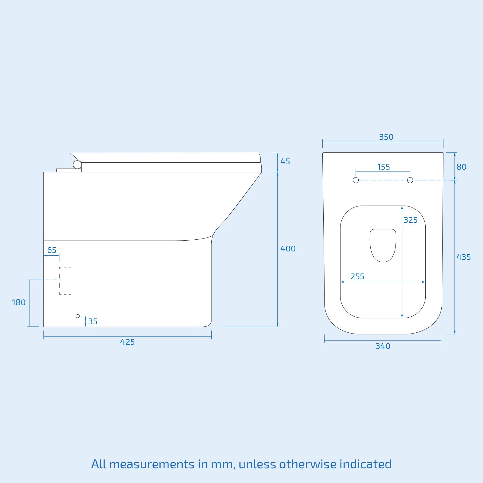 Ellen 1050mm White Vanity Unit With WC Unit & Rimless Back To Wall Toilet