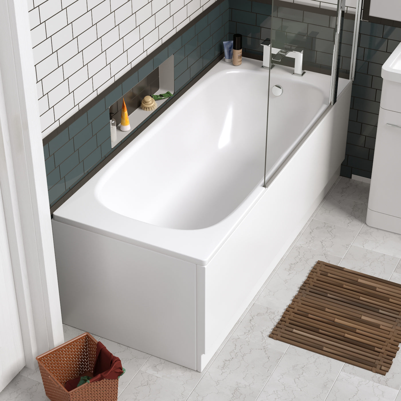 Zensen White Bathroom 1700mm Single Ended Bath + Front Bath Panels