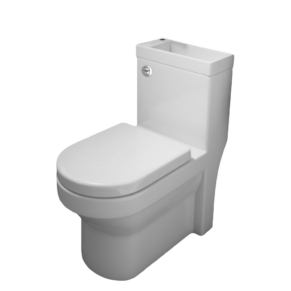 2 In 1 Compact Close Coupled Toilet and Basin Combo Space Saver with Waterfall Mono Mixer Tap