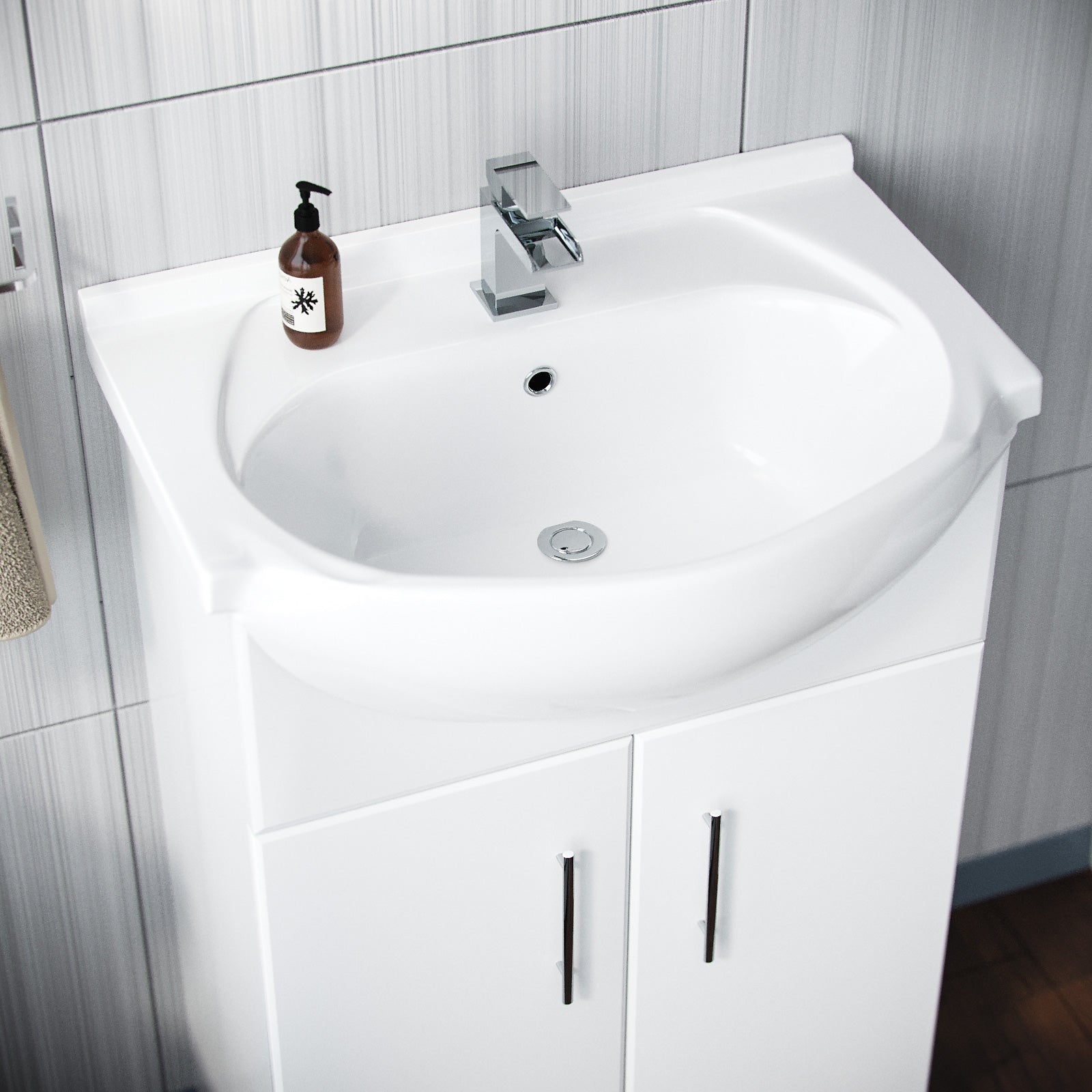 Ellen 550mm Floor Standing Assembled Vanity Basin Unit White