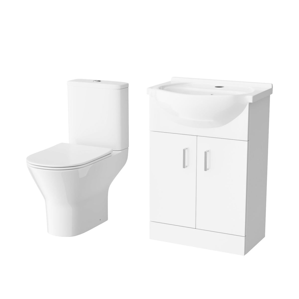 Ellen 550mm Floorstanding Basin Vanity Unit & Close Coupled Toilet White