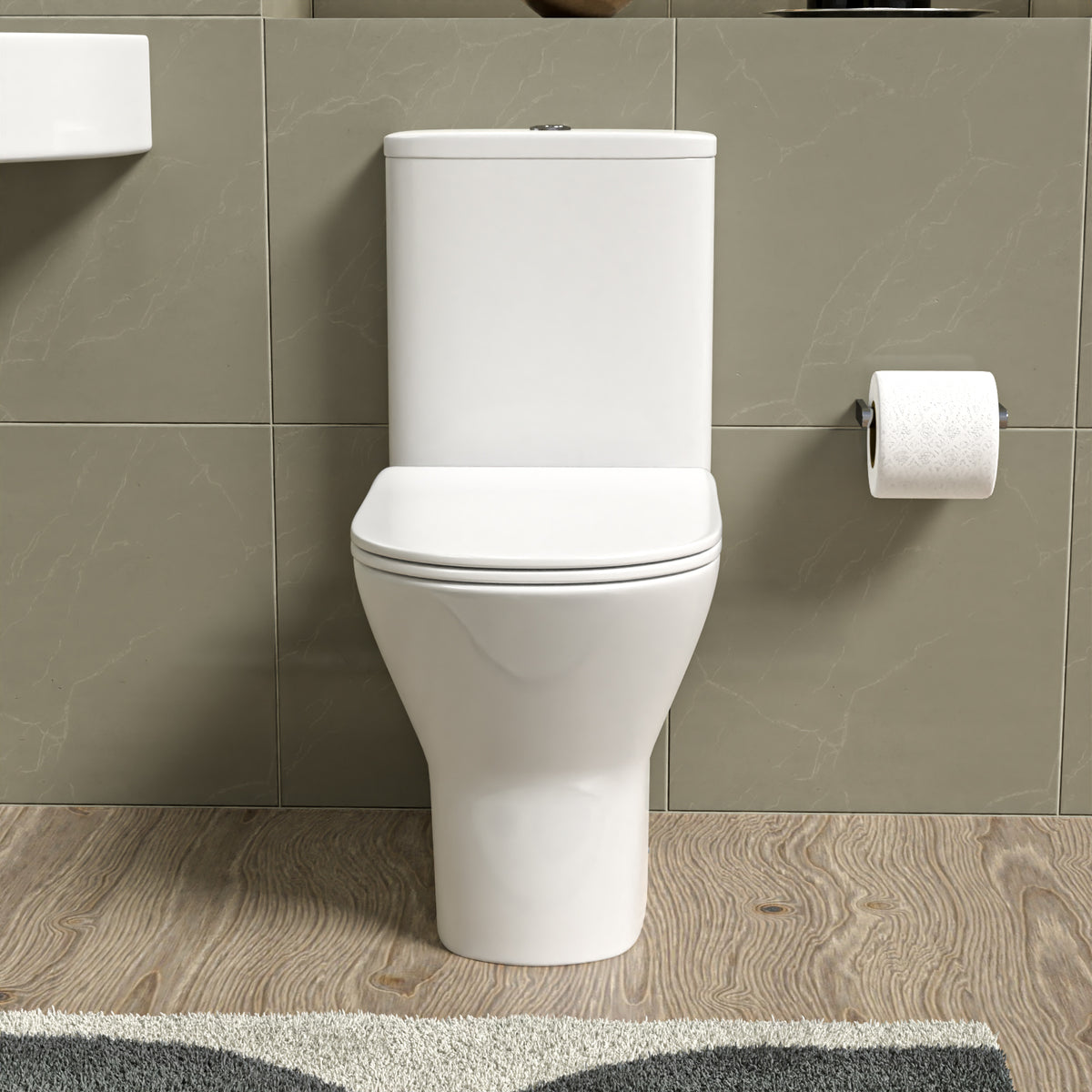 Cloakroom 465 x 325mm Quarter Circle Corner Basin & Rimless Toilet