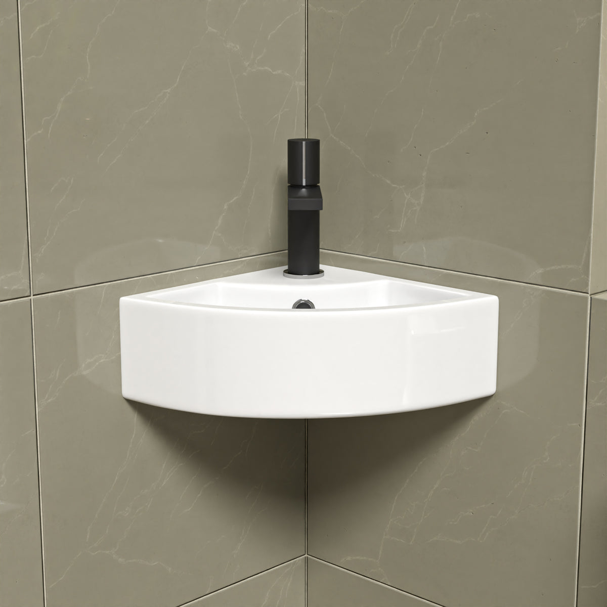 Cloakroom 465 x 325mm Quarter Circle Corner Basin & Rimless Toilet