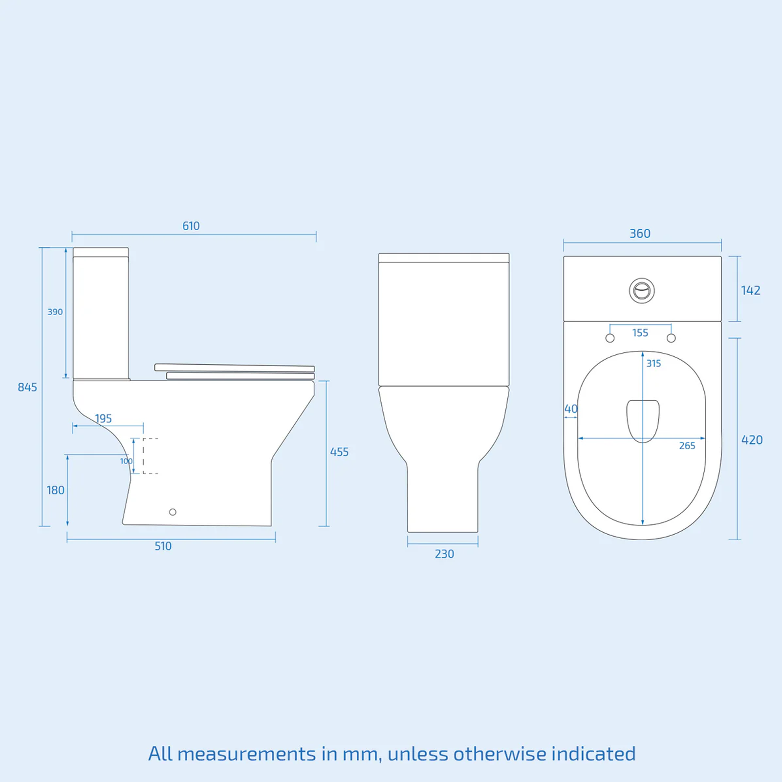 Alexa Cloakroom Rimless Close Coupled Toilet & 410mm Round Countertop Basin Sink
