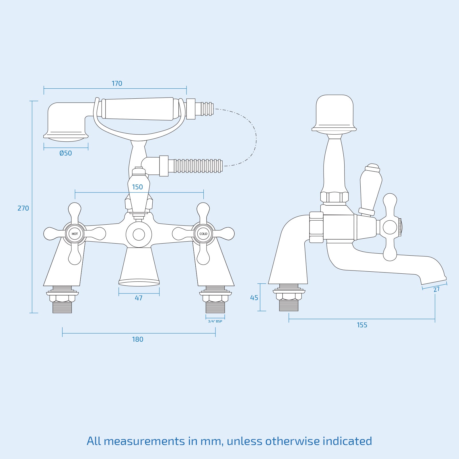 Stafford Traditional Classic Victorian Bath Shower Mixer Tap