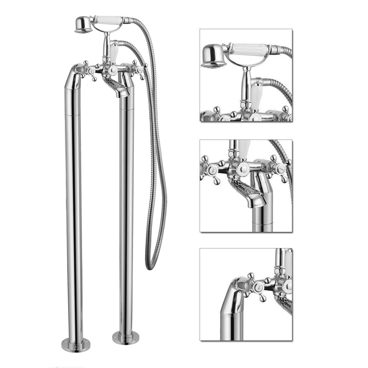 Stafford Traditional Victorian Freestanding Bath Shower Mixer With Handheld Kit