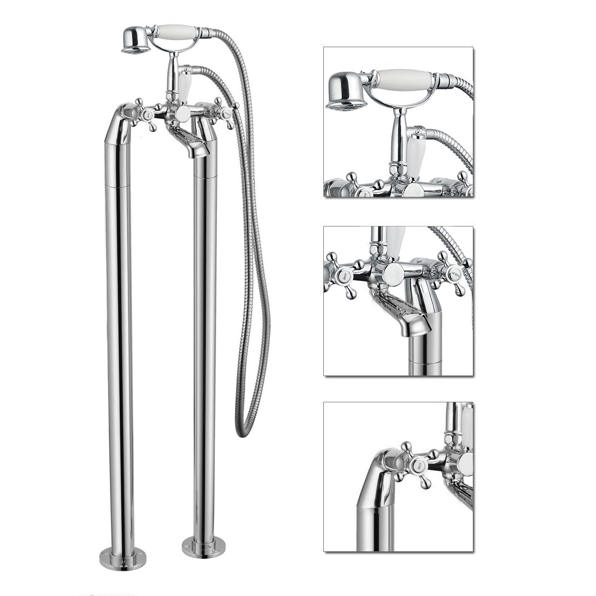 Stafford Traditional Style Freestanding Bath Shower Mixer With Handset Kit