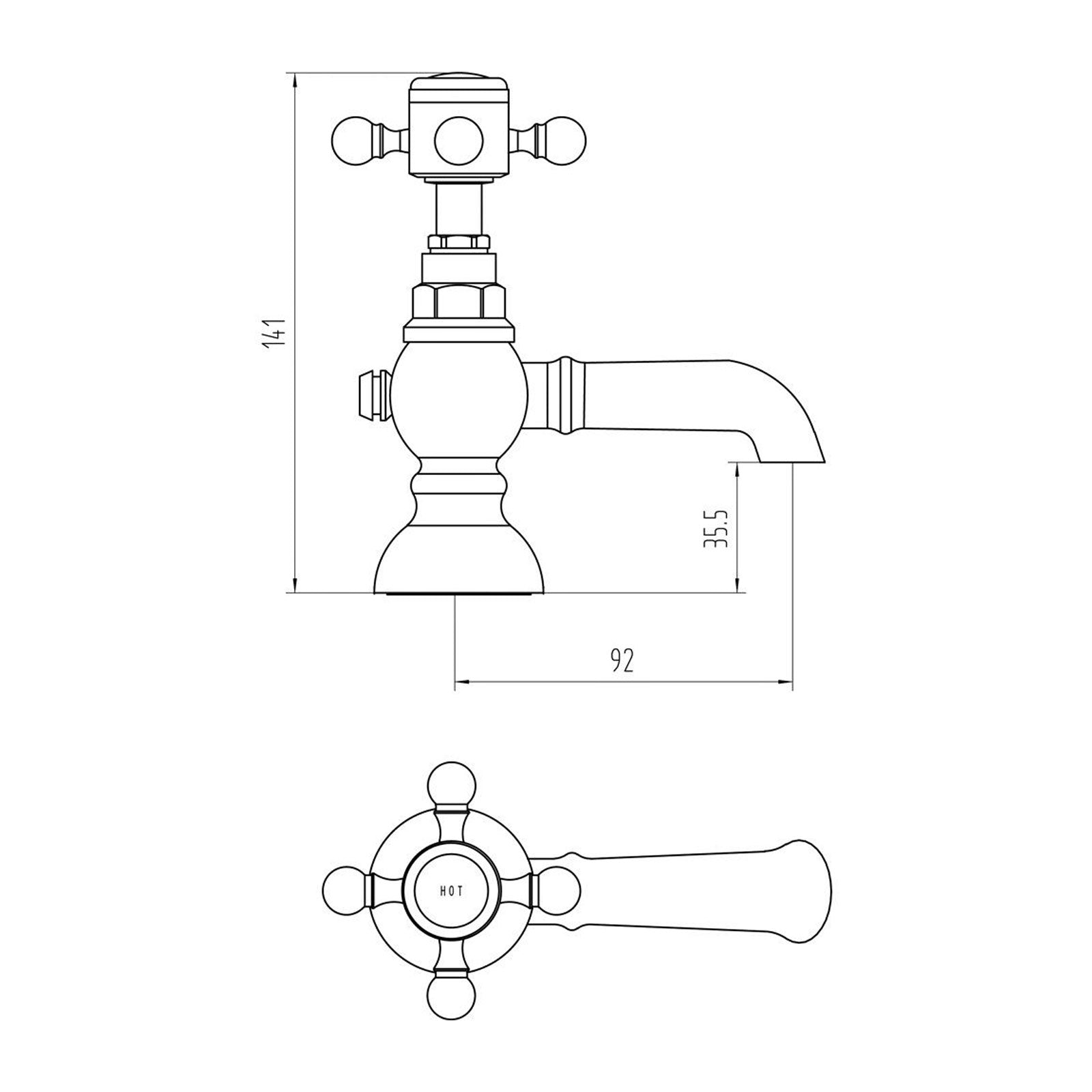 Churchill Traditional Set Of Twin Basin Cross Head Taps & Bath Shower Mixer Tap With Handheld Kit