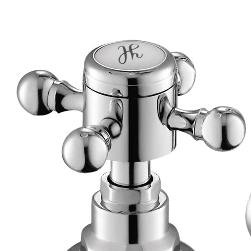 Churchill Traditional Set Of Twin Basin Cross Head Taps & Bath Shower Mixer Tap With Handheld Kit