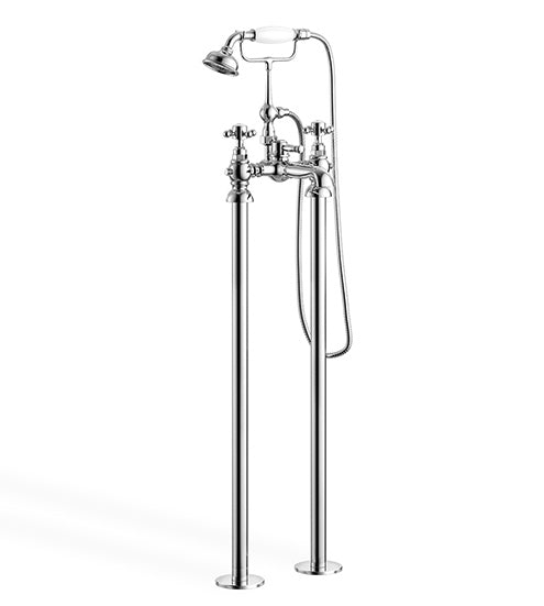 Churchill Traditional Floor Mounted Freestanding Bath Shower Mixer Tap With Handheld Kit