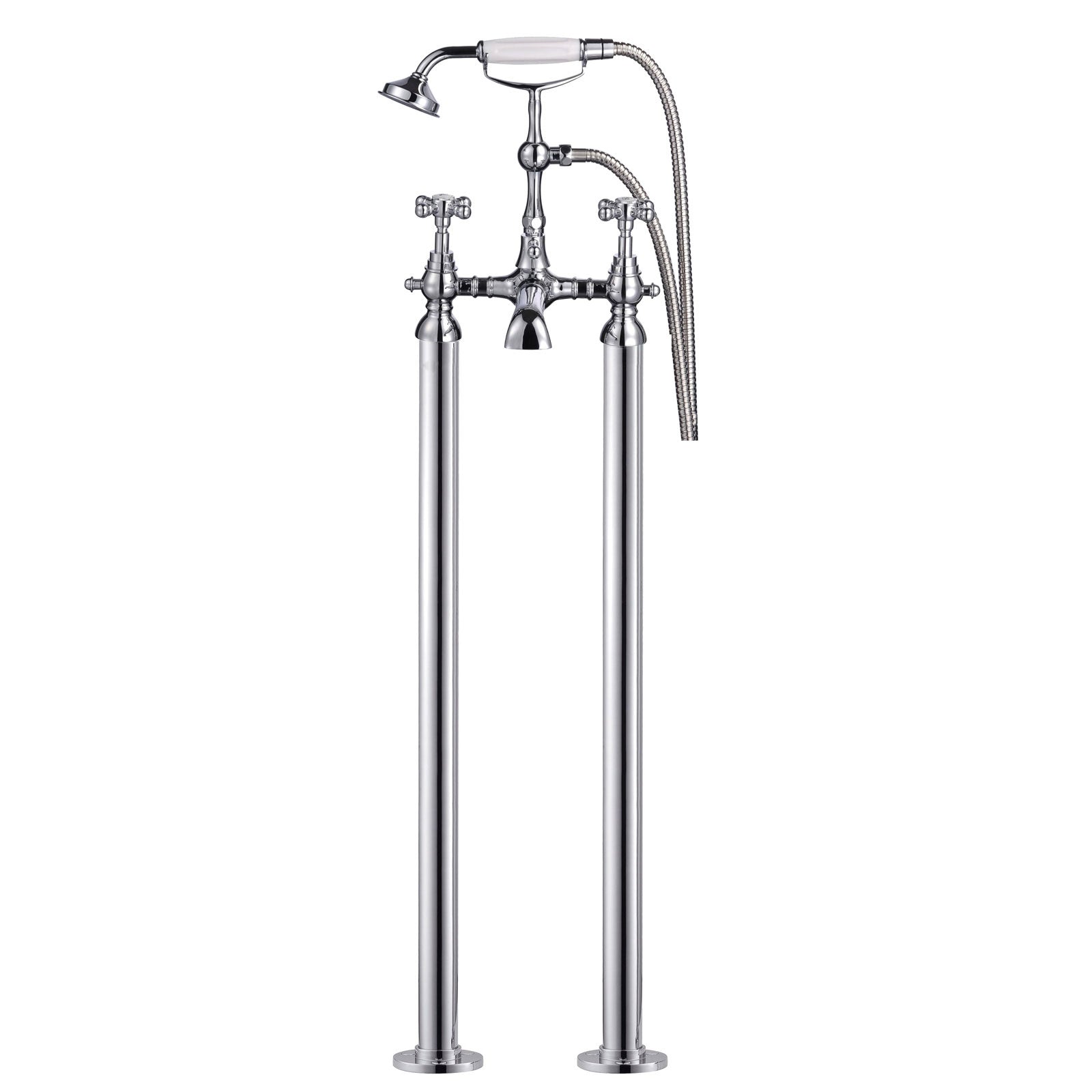 Churchill Traditional Freestanding Cross Head Bath Shower Mixer Tap With Handheld Kit