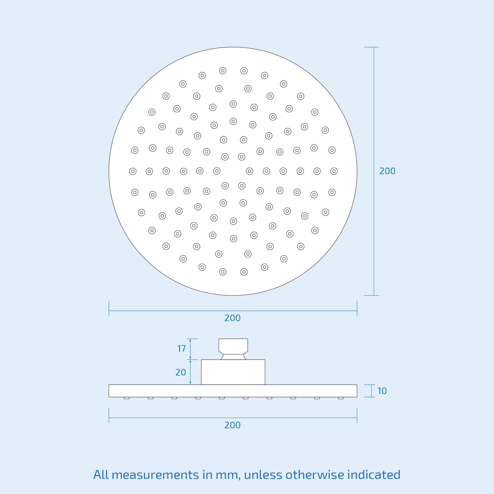 200MM Round Chrome Shower Head