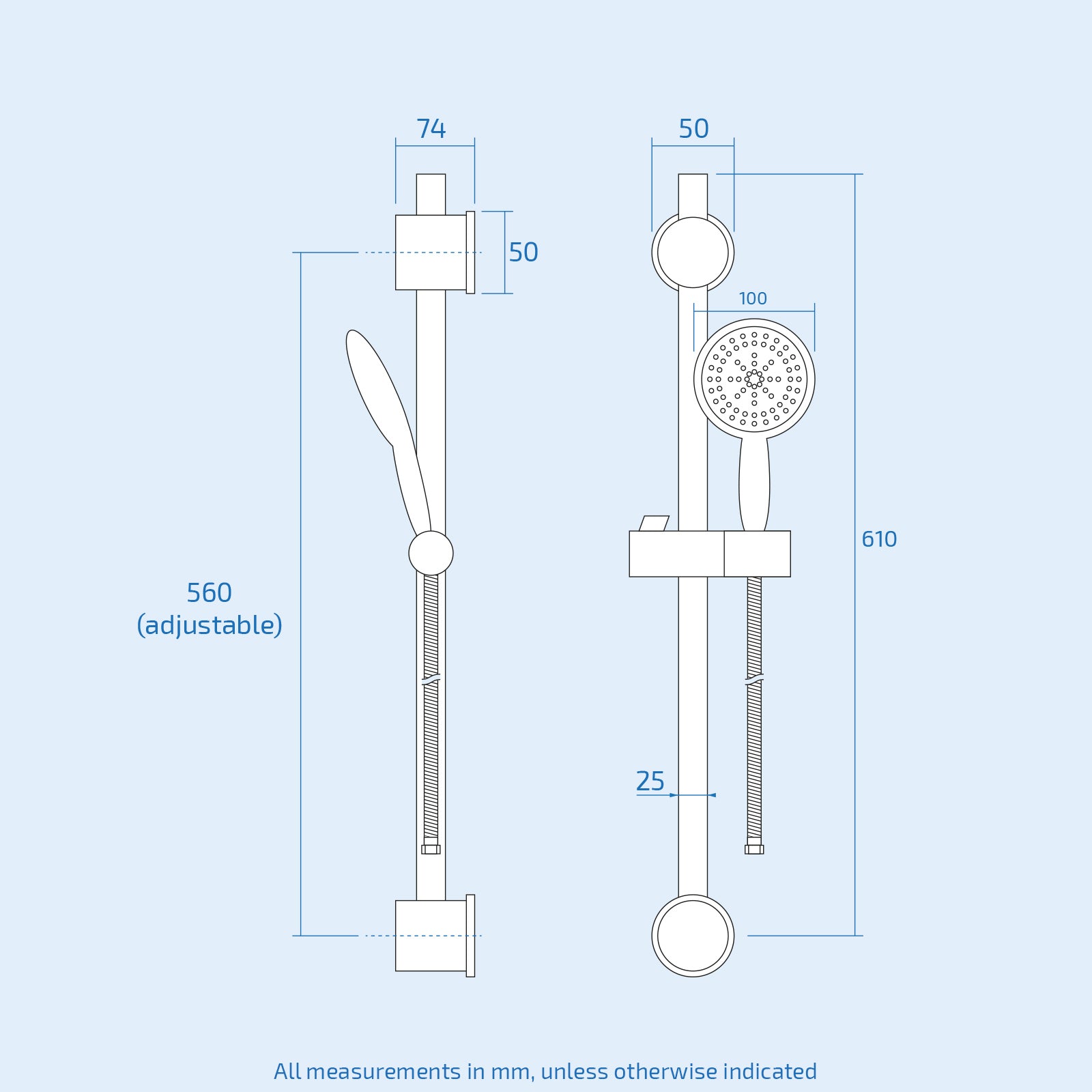 Rosa Round Exposed Thermostatic Shower Mixer Slider Rail Kit