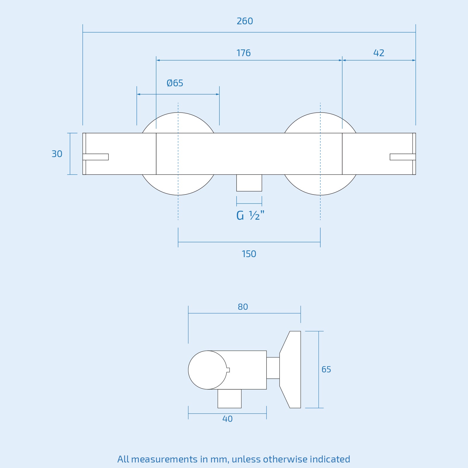 Rosa Round Exposed Thermostatic Shower Mixer Slider Rail Kit