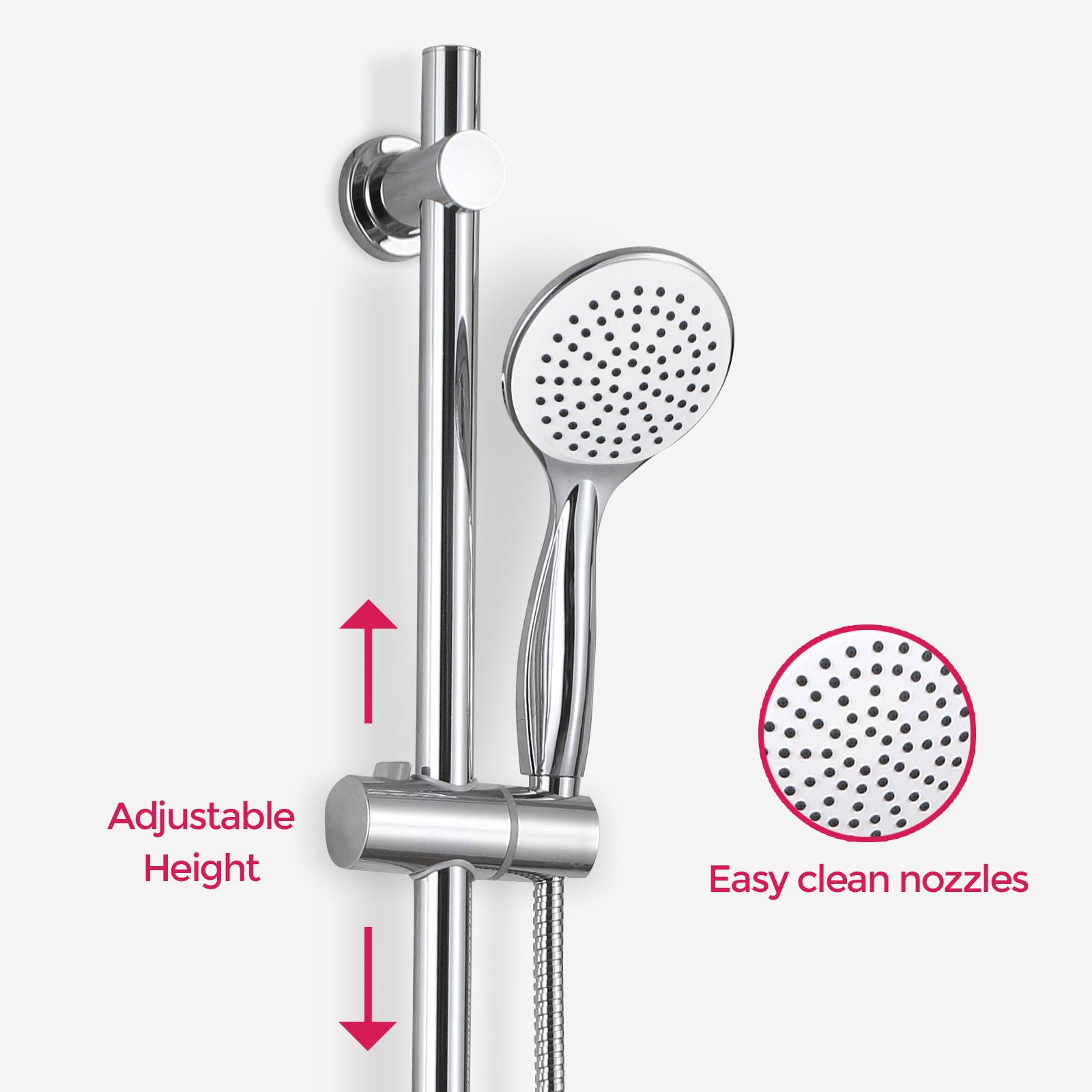 Rosa Round Exposed Thermostatic Shower Mixer Slider Rail Kit