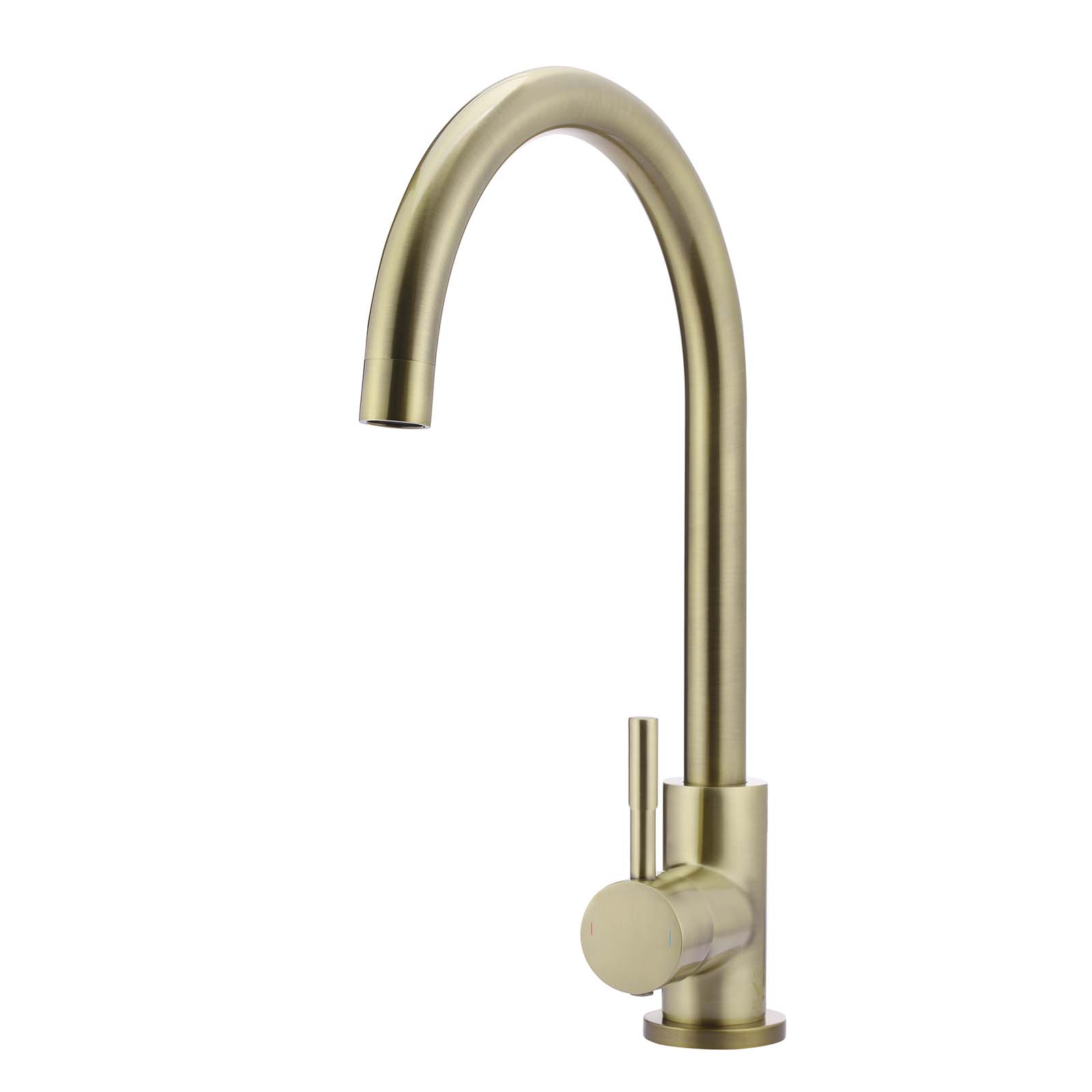 Victoria Brushed Brass Kitchen Sink Single Lever Mixer Tap With Diffuser And 360 Swivel Spout