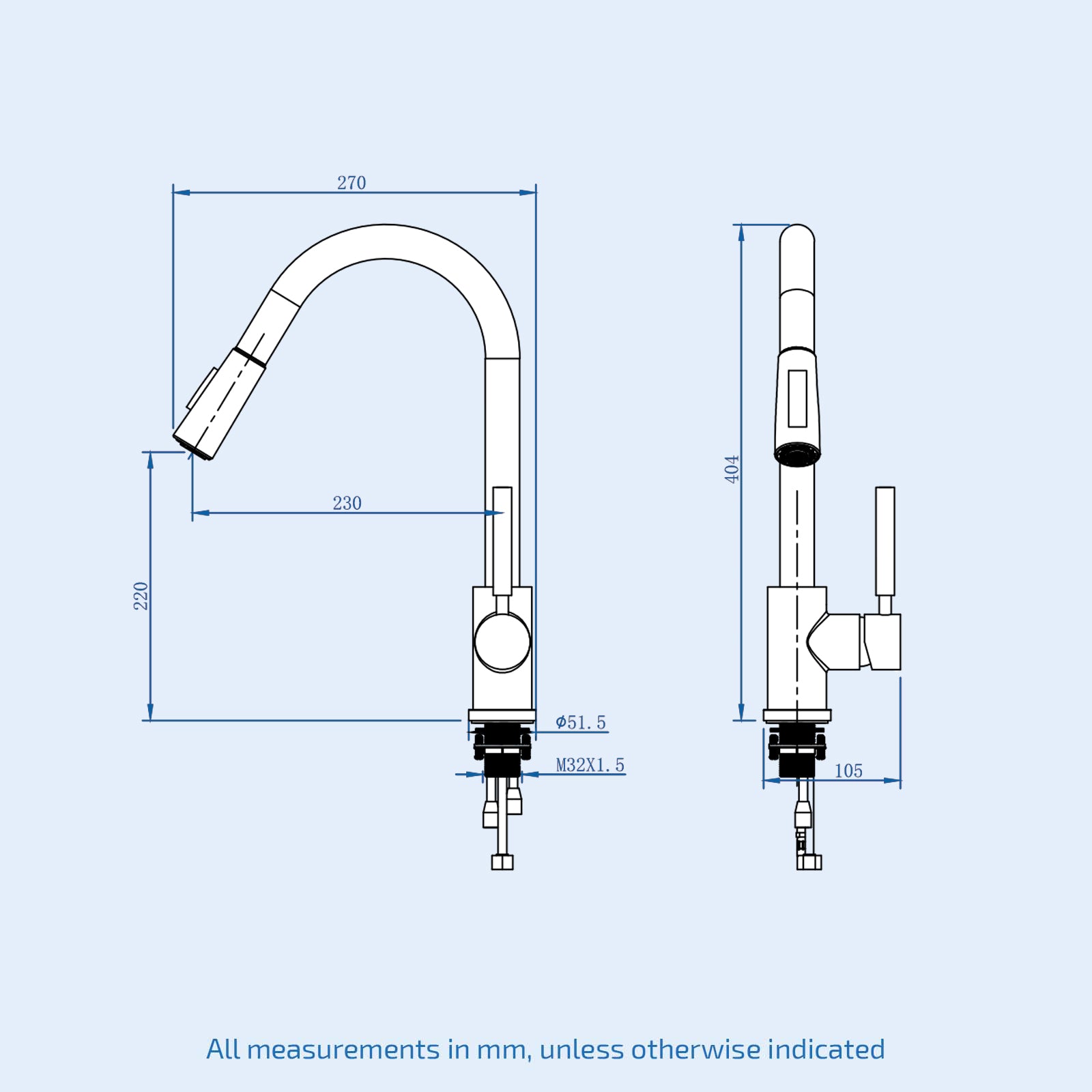 Victoria Single Lever Pull Out Kitchen Mixer Tap Brushed Stainless Steel