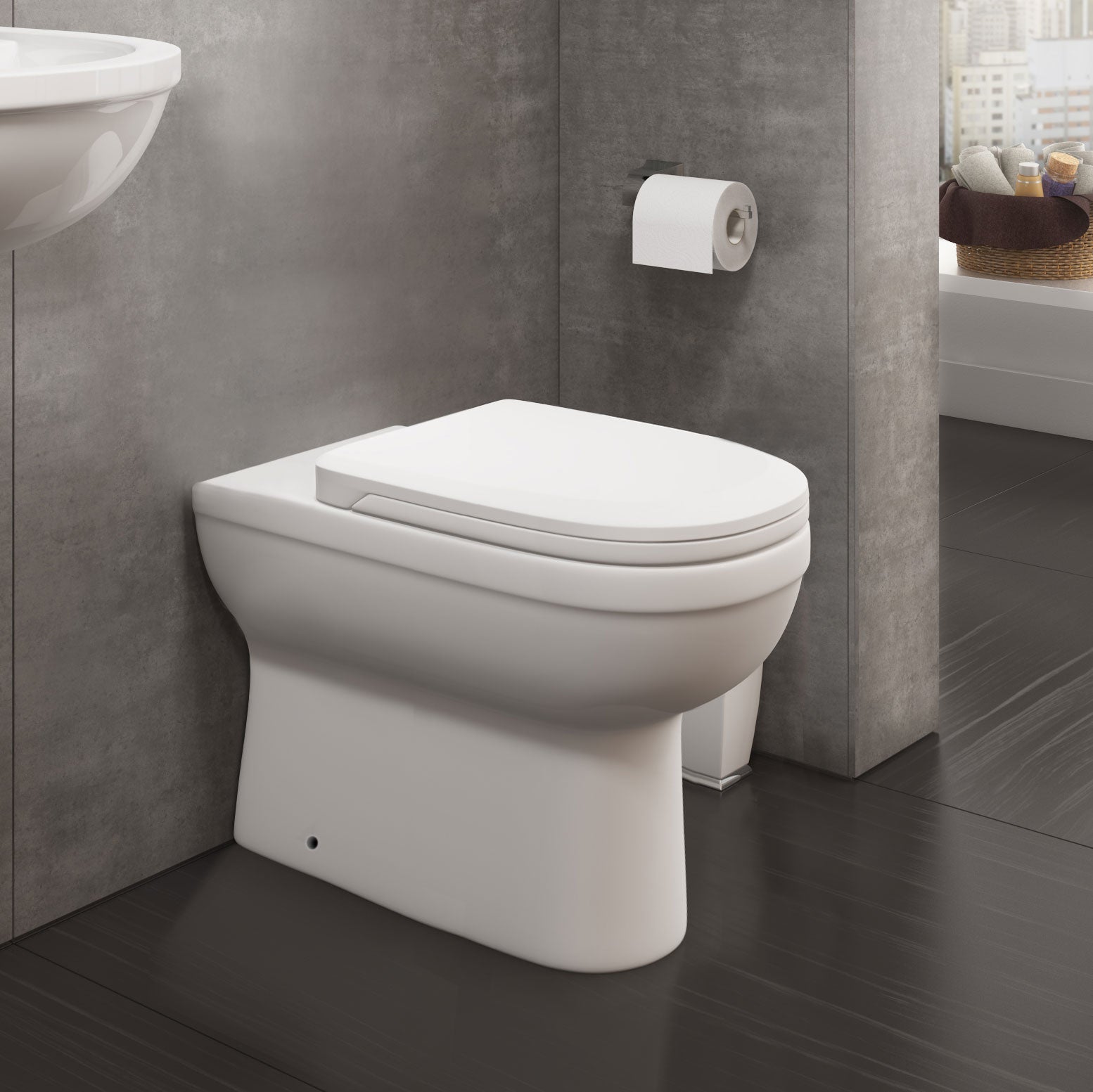 Jersey 900mm Vanity Basin Unit, WC Unit & Welbourne Back To Wall Toilet White