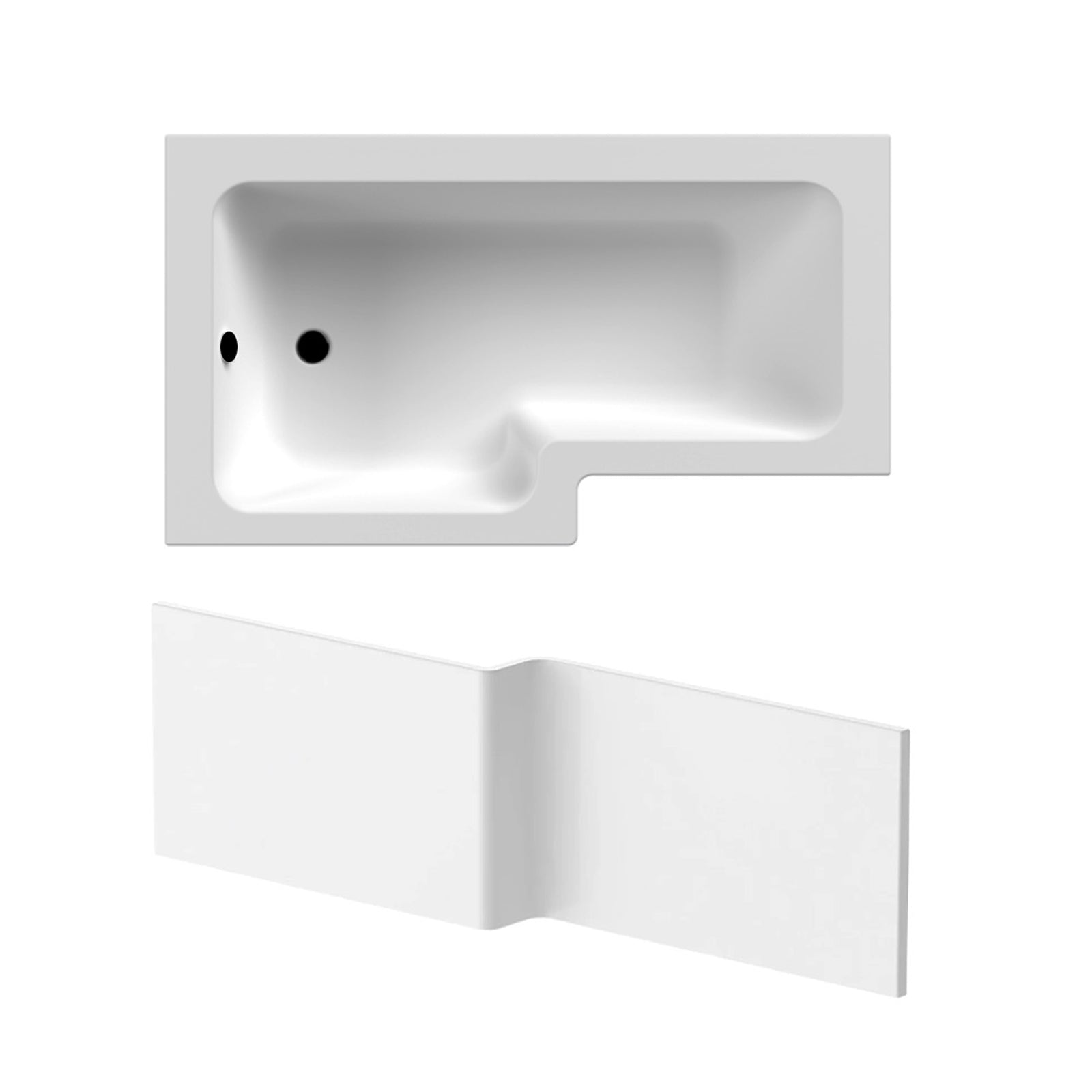 L Shaped LH 1500mm Curved Shower Bath Acrylic & Front Panel