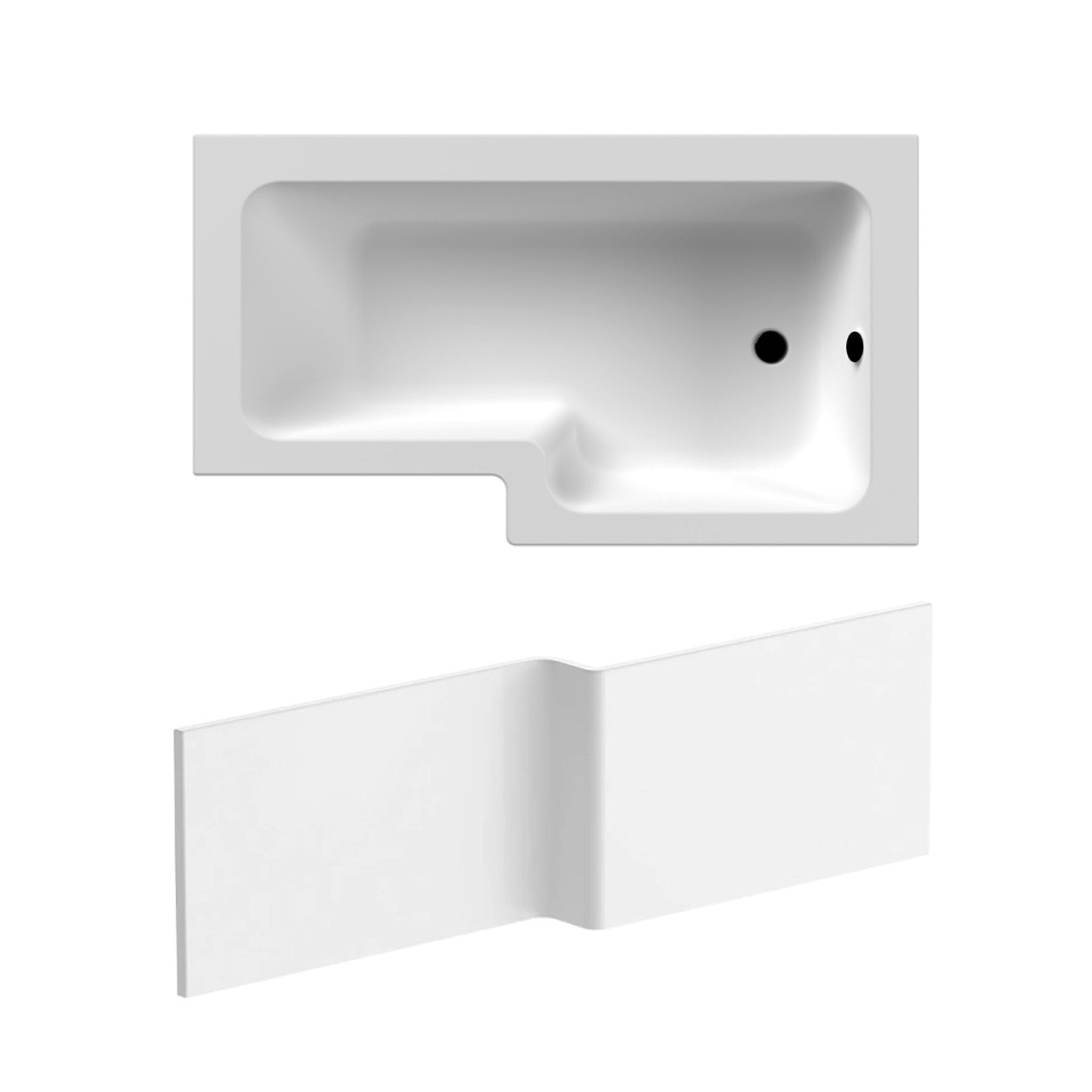 L Shaped RH 1500mm Curved Shower Bath Acrylic & Front Panel