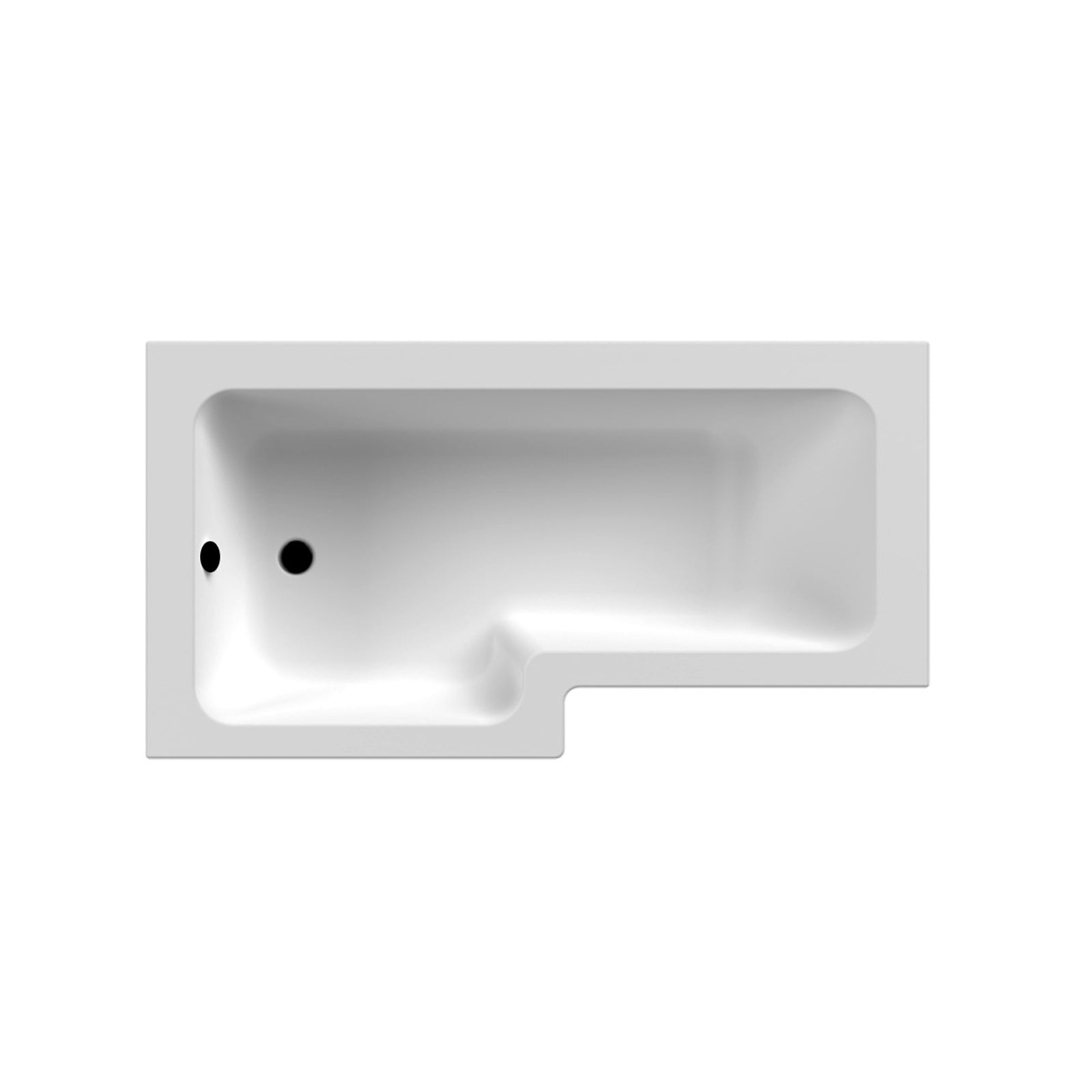 L Shaped Left Hand 1600mm Curved Shower Bath Acrylic