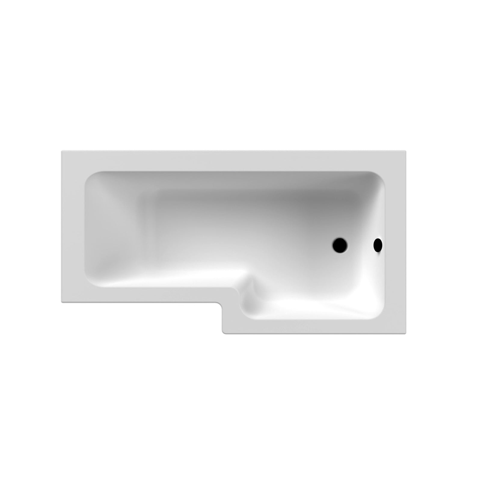 L Shaped Right Hand 1600mm Curved Shower Bath Acrylic