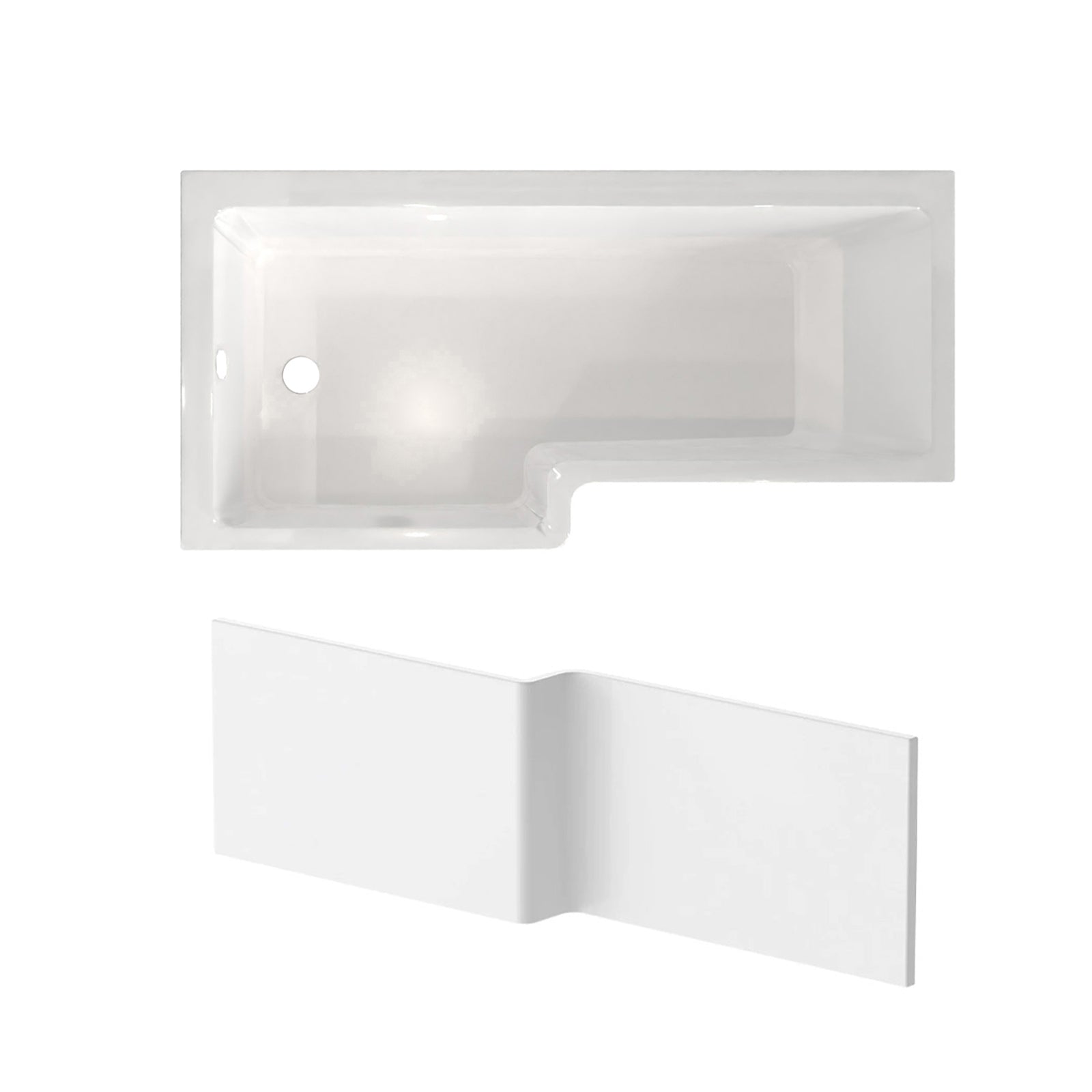 L Shaped LH 1800mm Curved Shower Bath Acrylic & Front Panel