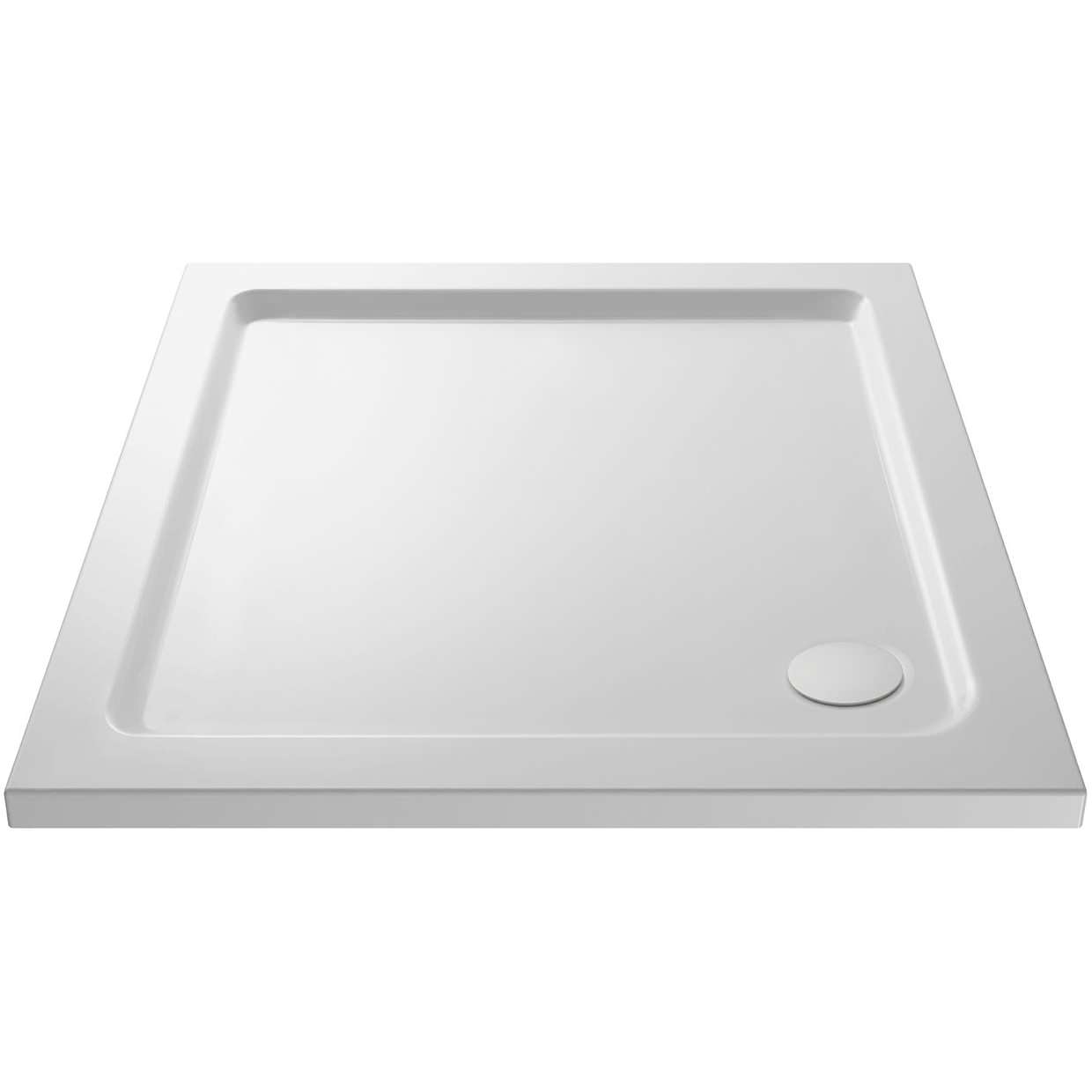 Slim 700 X 700 Square Stone Resin Shower Tray White For Wetroom Enclosure