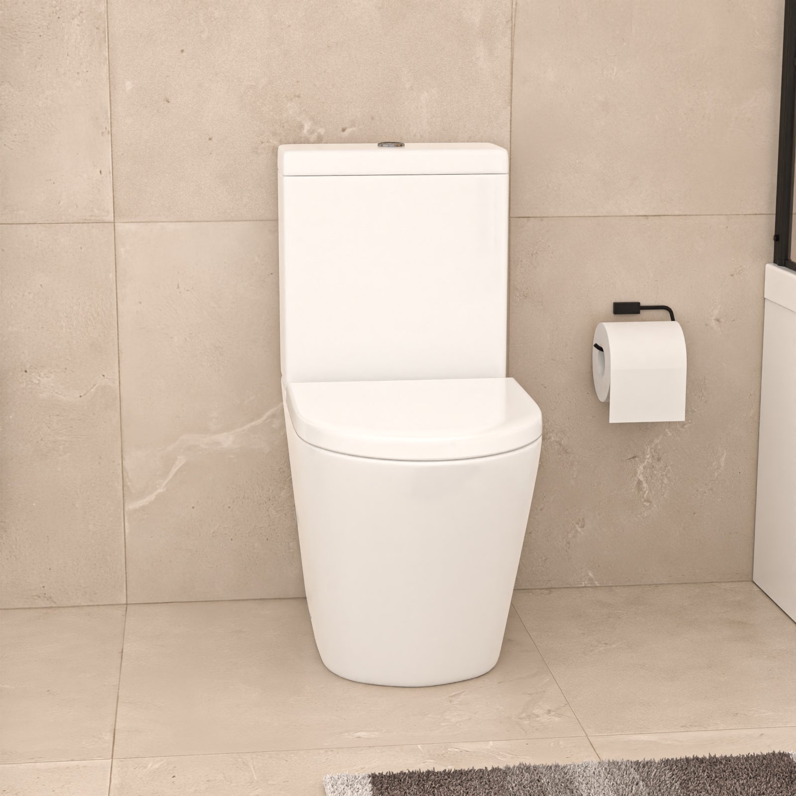 Nanuya L-Shaped LH Shower Bath Basin Vanity Toilet Set Matte Black Taps