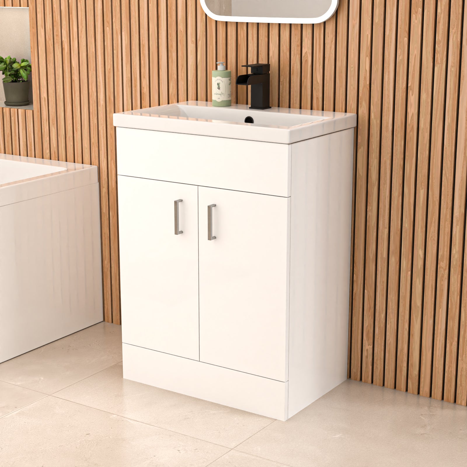 Nanuya L-Shaped LH Shower Bath Basin Vanity Toilet Set Matte Black Taps