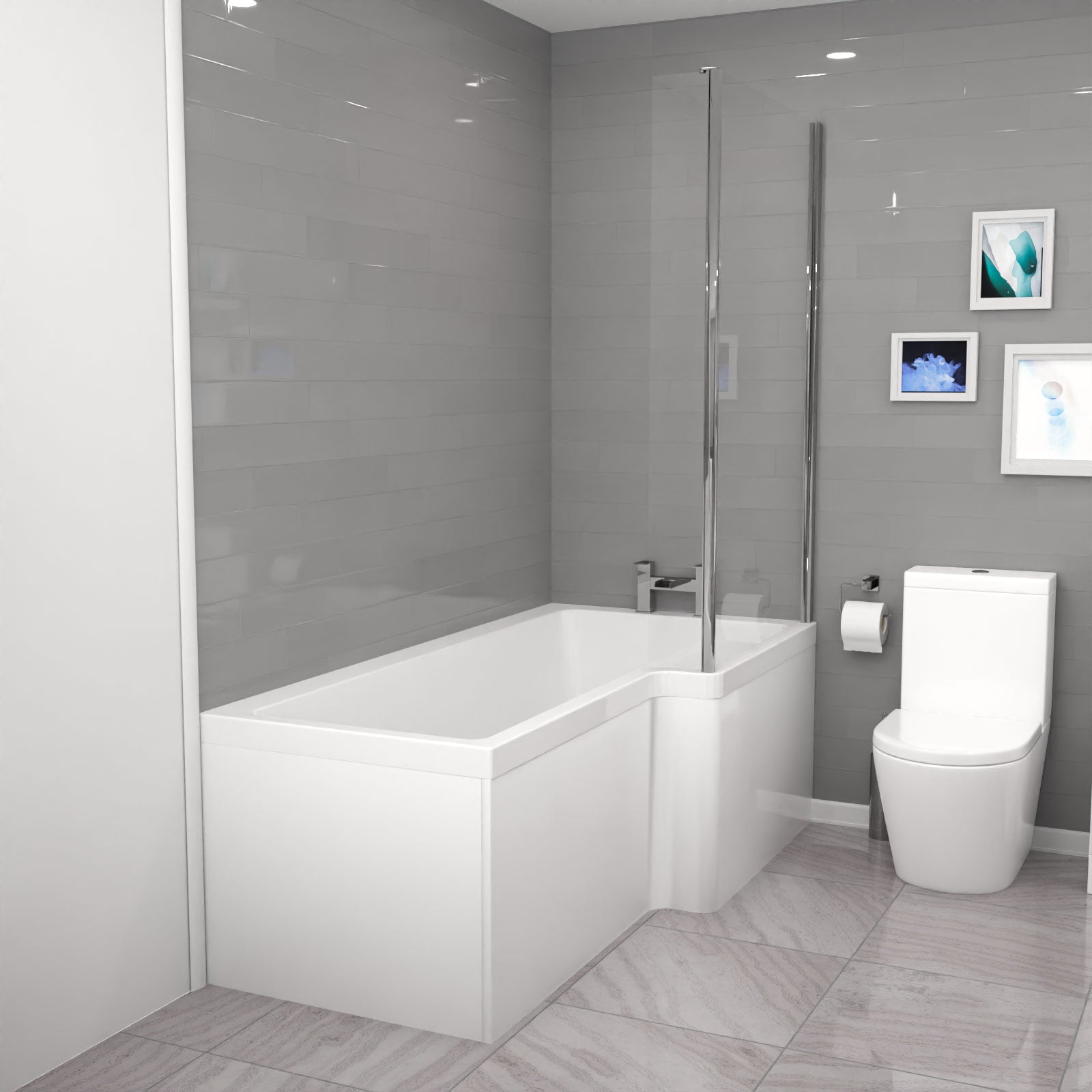 Cann L-Shaped Shower Bath with Vanity Unit & Toilet