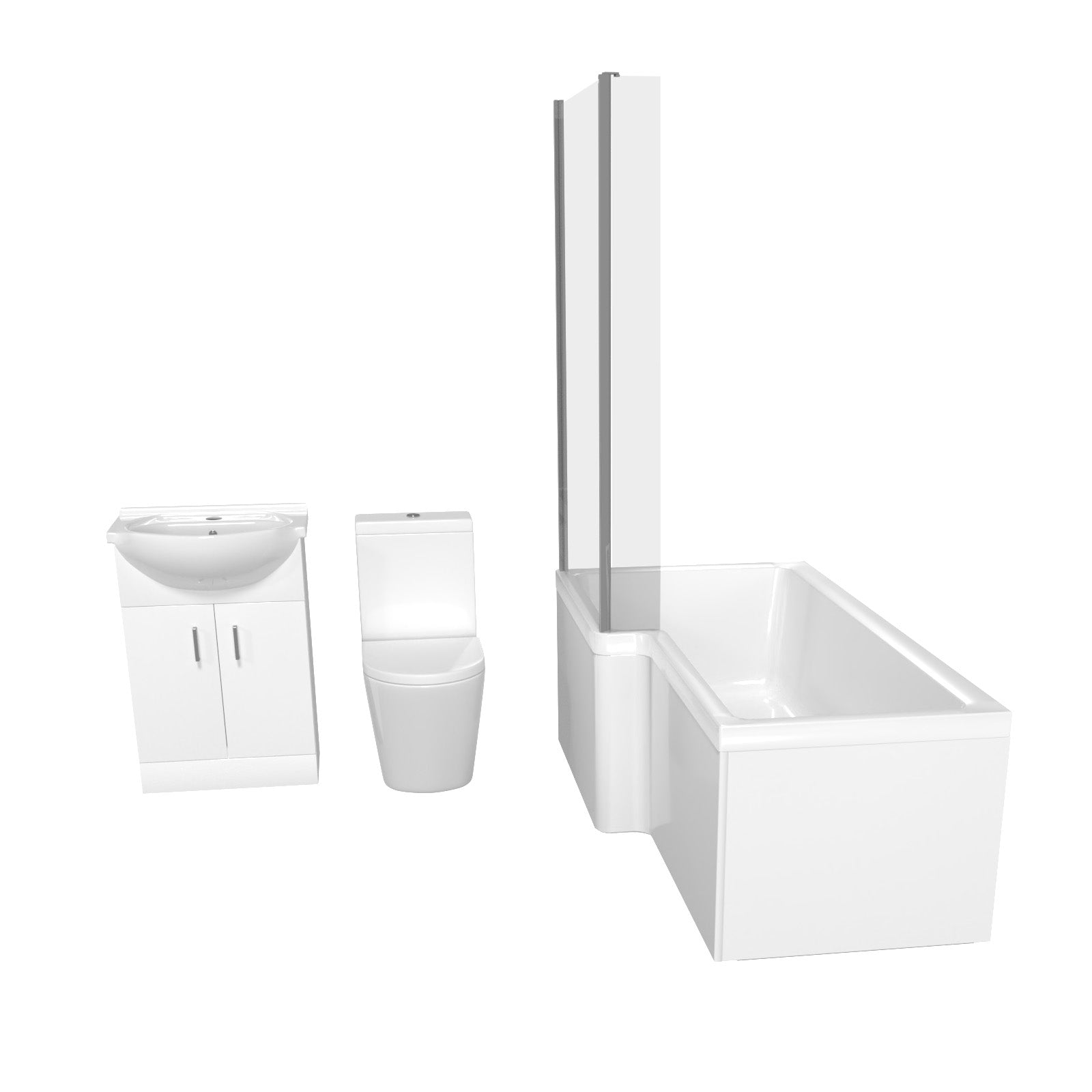 Cann L-Shaped Shower Bath with Vanity Unit & Toilet