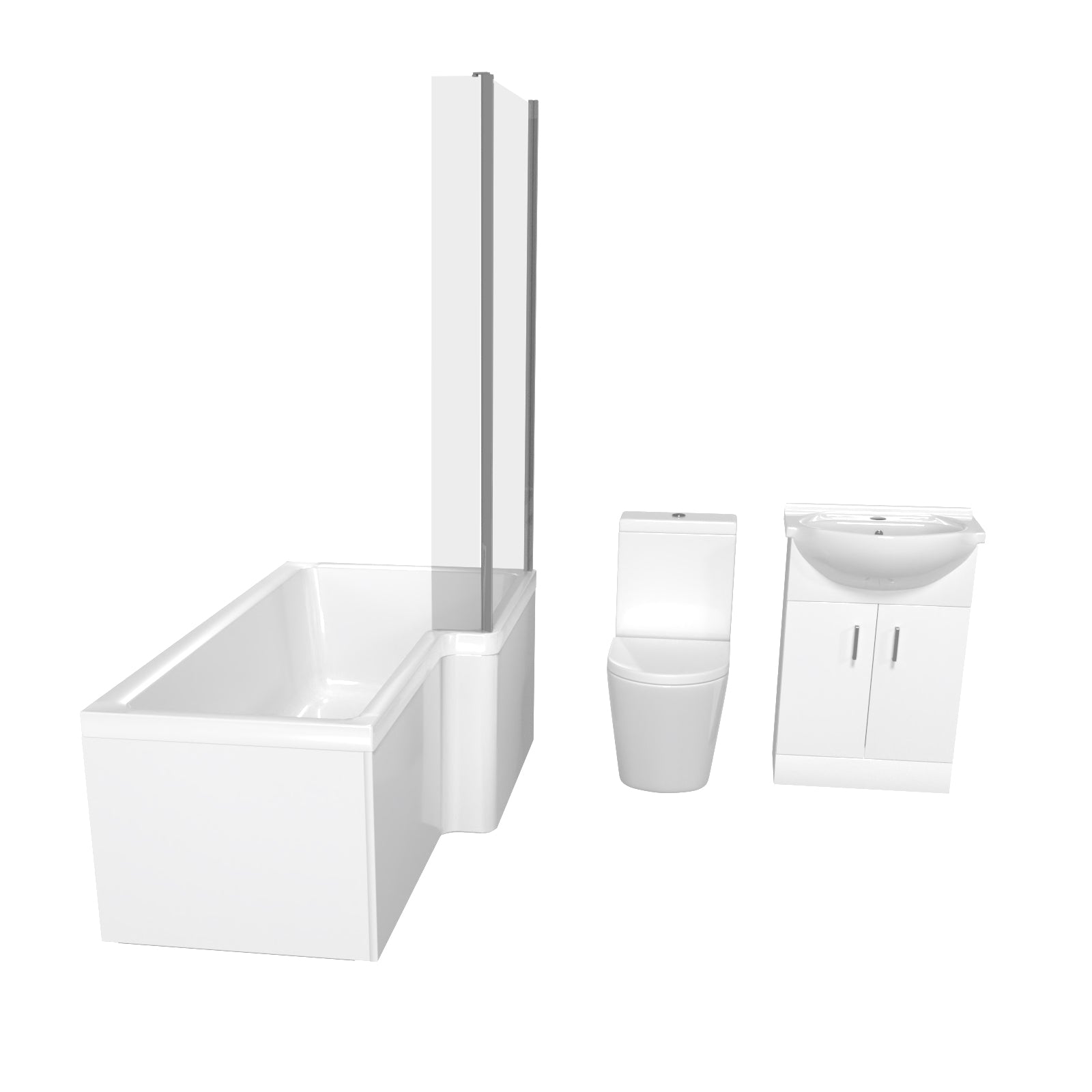 Cann L-Shaped Shower Bath with Vanity Unit & Toilet