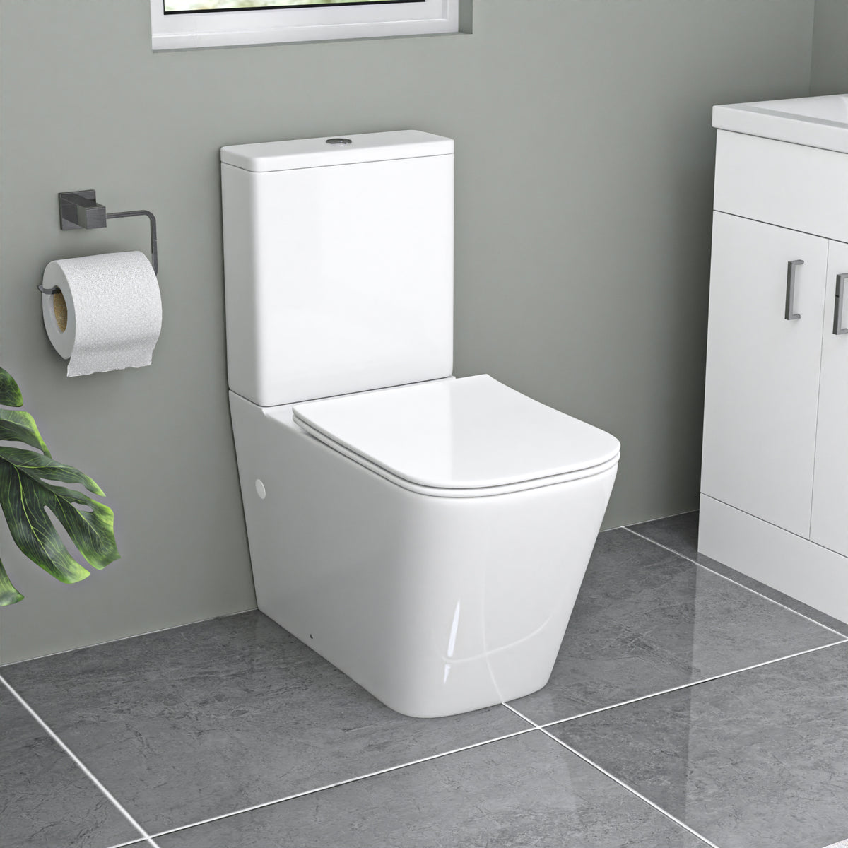 Nanuya L-Shaped LH Bath With Screen, Vanity With Toilet, Taps & Shower Set - White